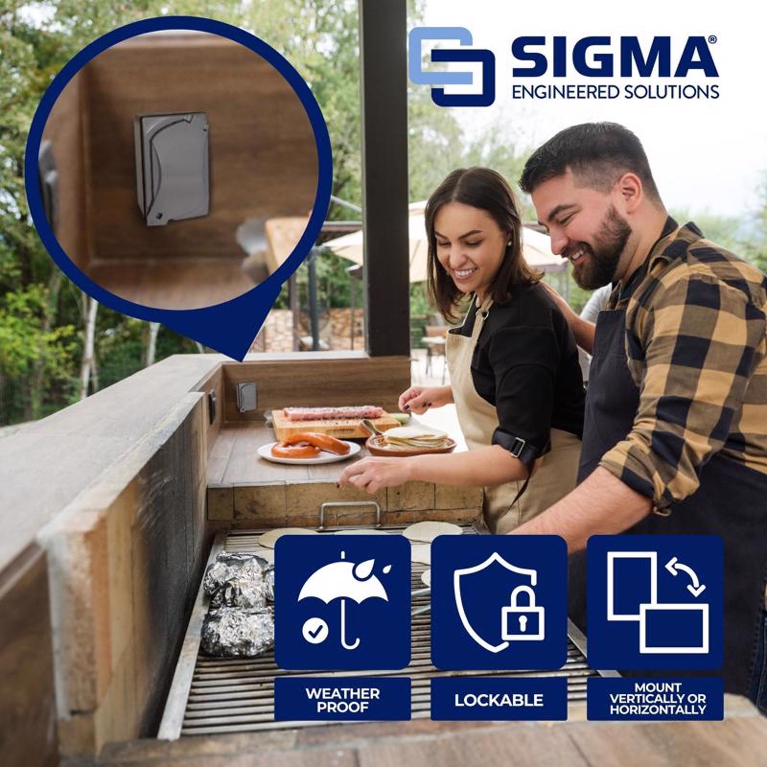 Sigma Engineered Solutions Rectangle Die-Cast Metal 1 gang 4.58 in. H X 2.83 in. W GFCI Outlet Kit