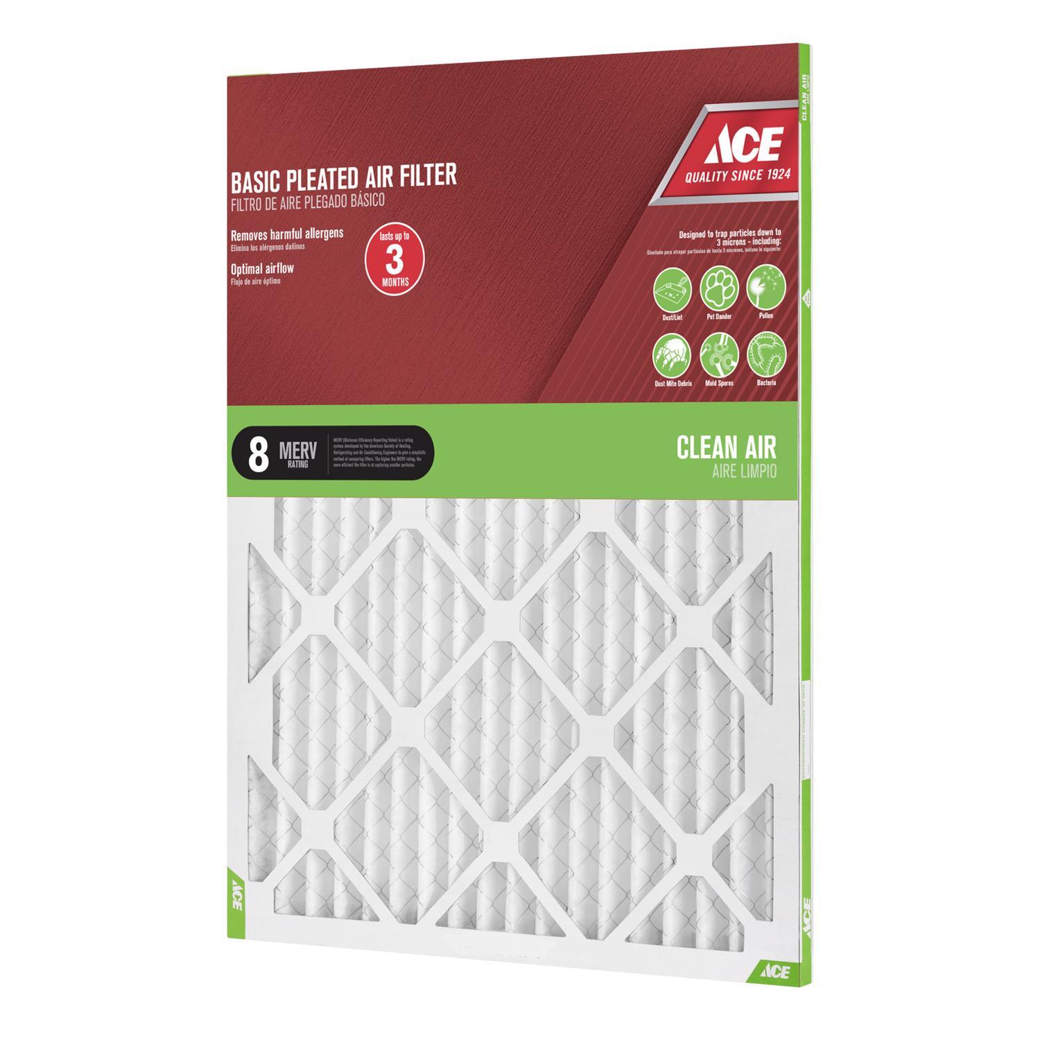 Ace 20 in. W X 30 in. H X 1 in. Synthetic 8 MERV Pleated Air Filter 1 pk