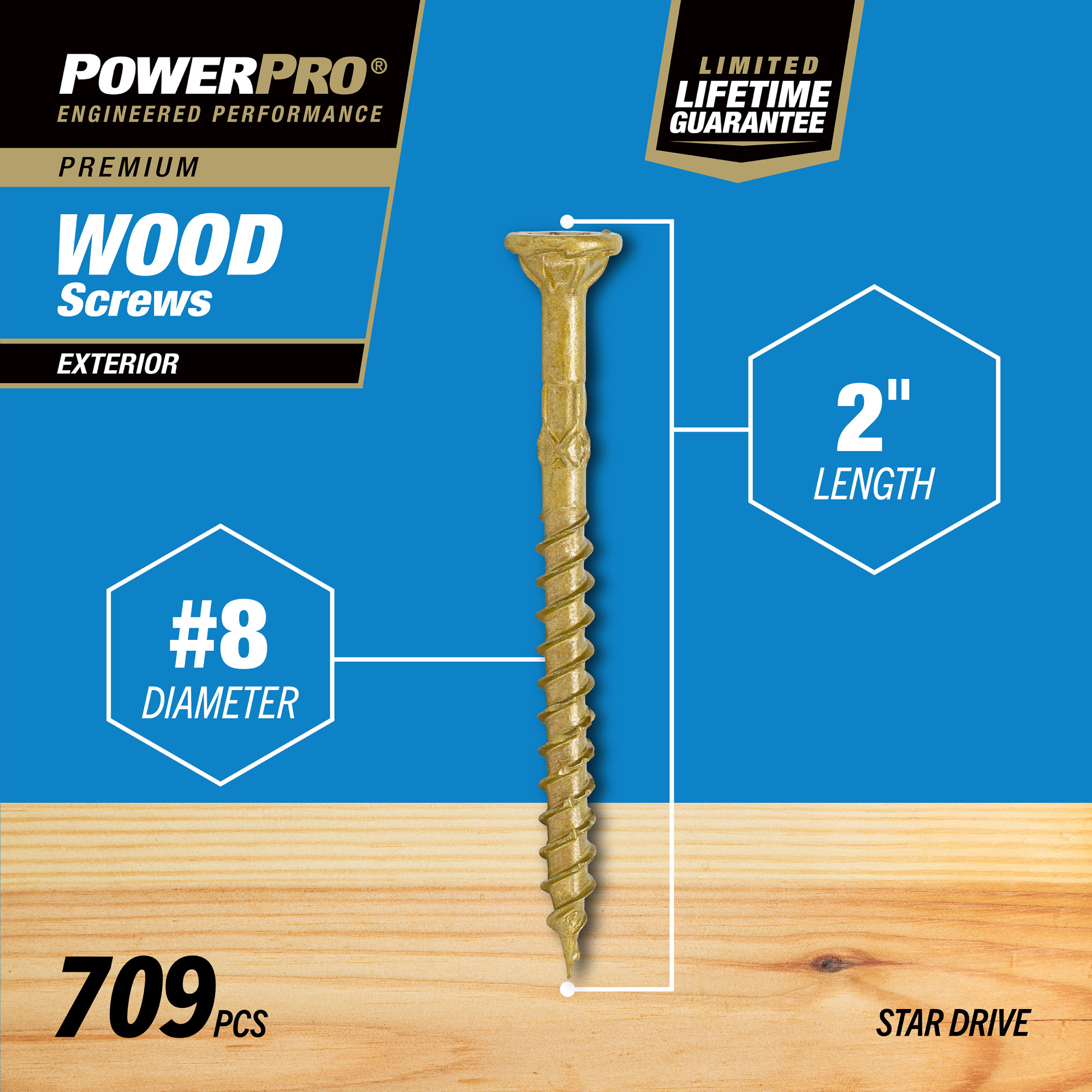 Power Pro Premium Exterior Wood Screws (#8 x 2 in.) - 709 pc