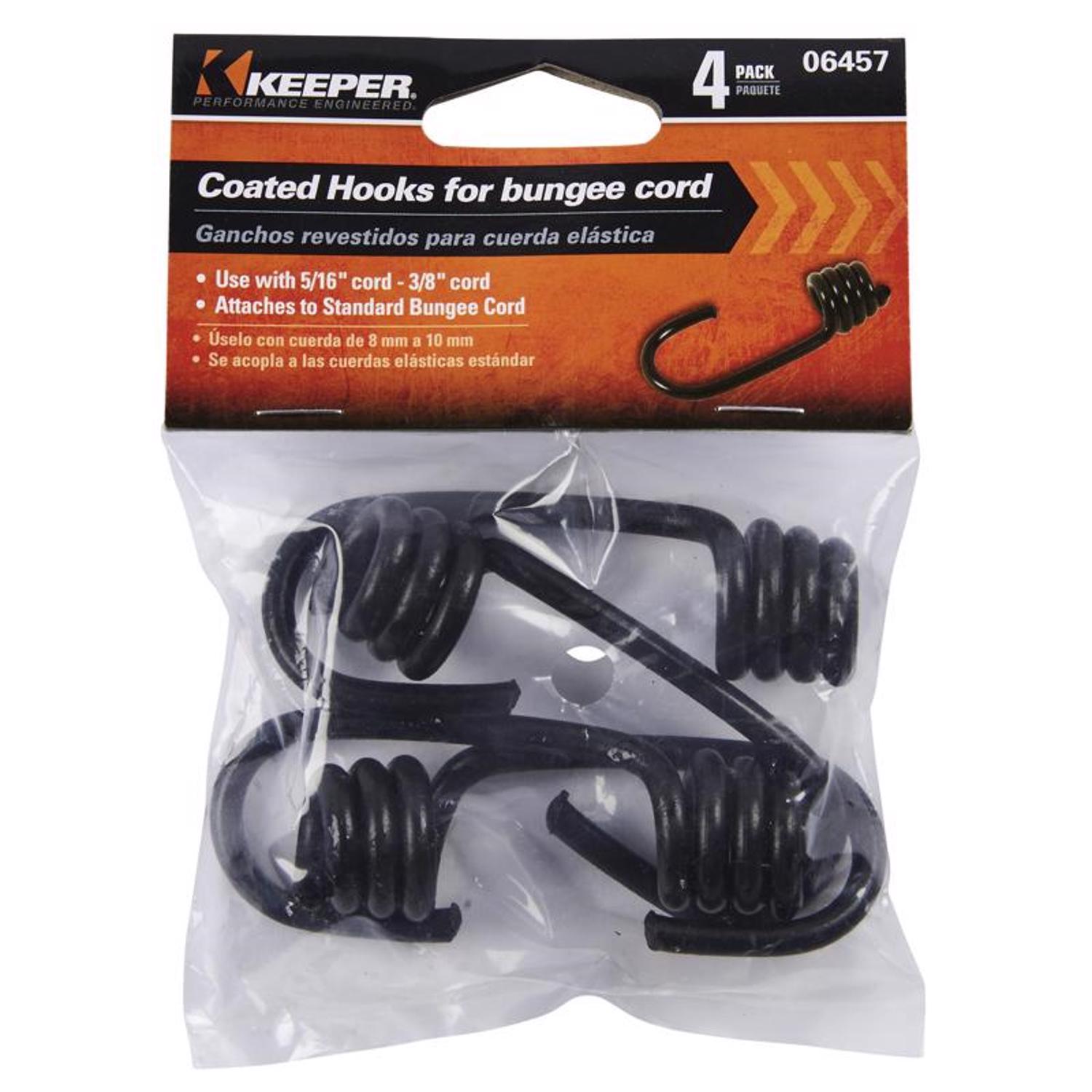 Keeper Black Bungee Cord Hooks 5/16 in. L X 3/8 in. 4 pk