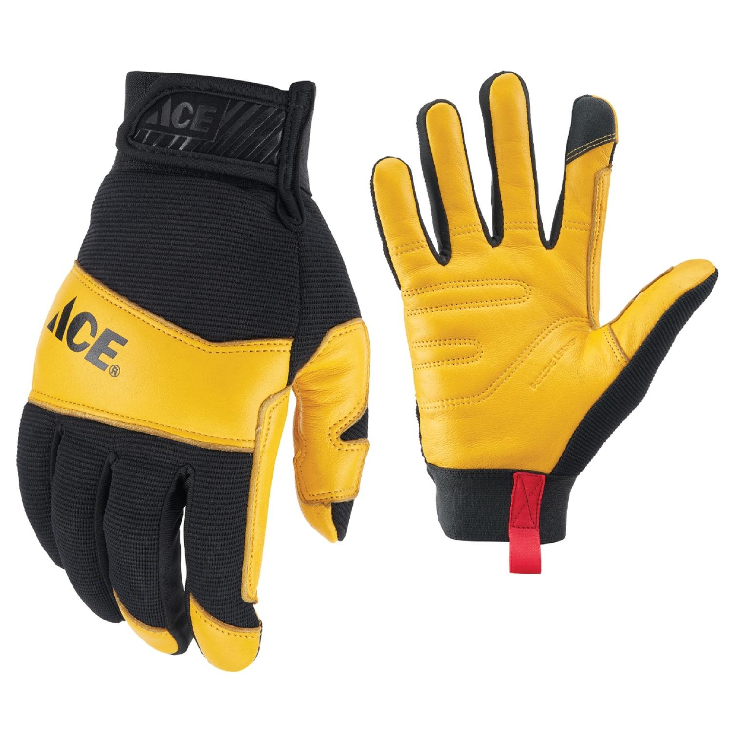 Ace XL Leather High Performance Black/Yellow Gloves