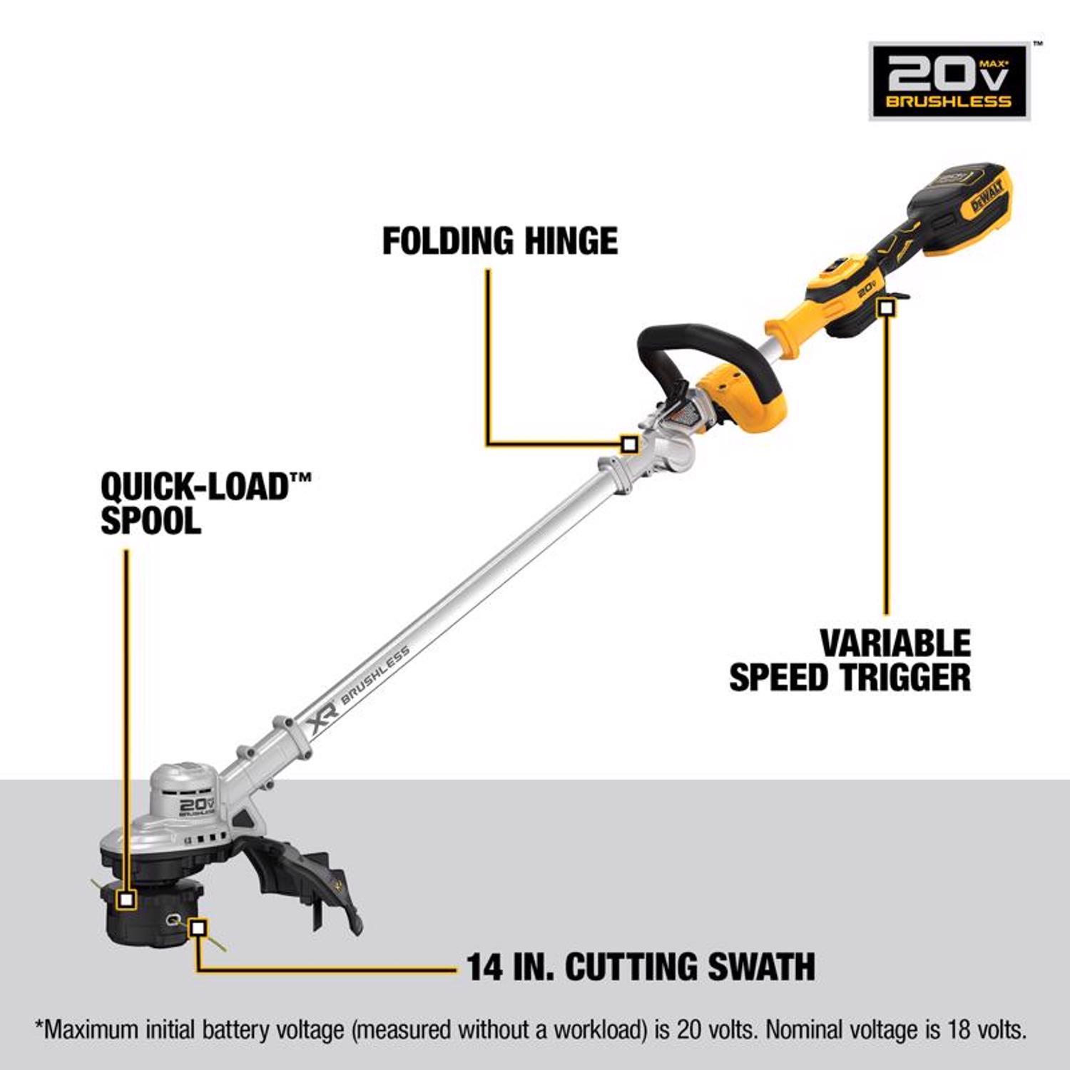 DeWalt 20V MAX DCST926B 15 in. 20 V Battery String Trimmer Tool Only