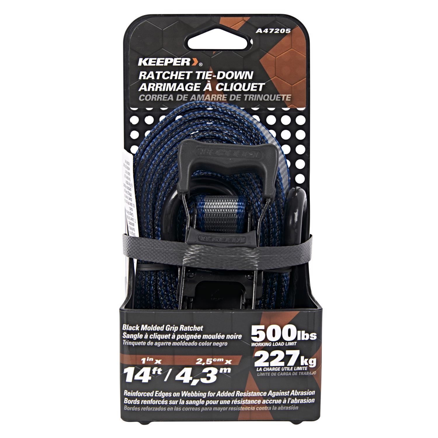 Keeper 1 in. W X 14 ft. L Gray Ratchet Tie Down Strap 500 lb 1 pk