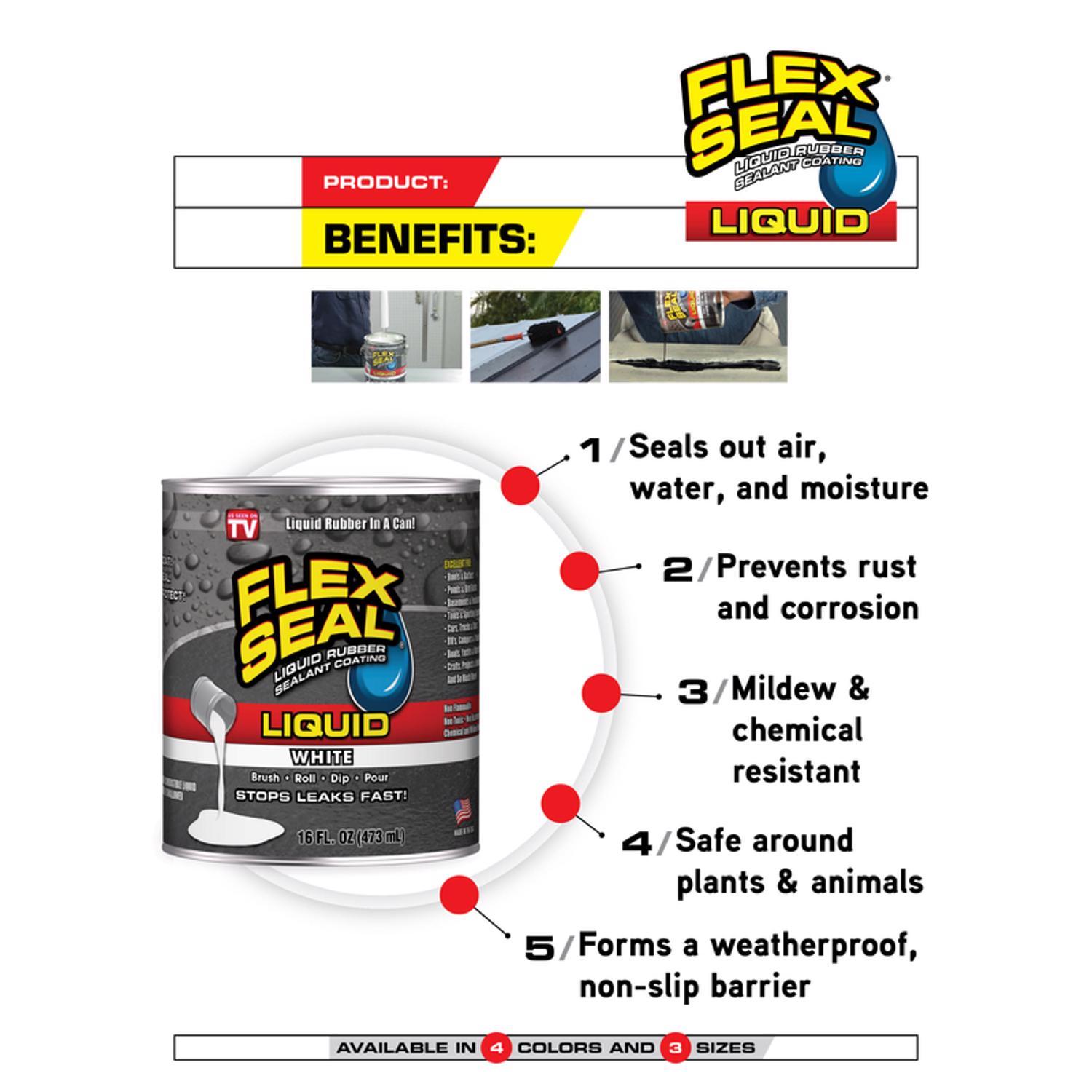 Flex Seal Family of Products Flex Seal White Liquid Rubber Sealant Coating 16 oz