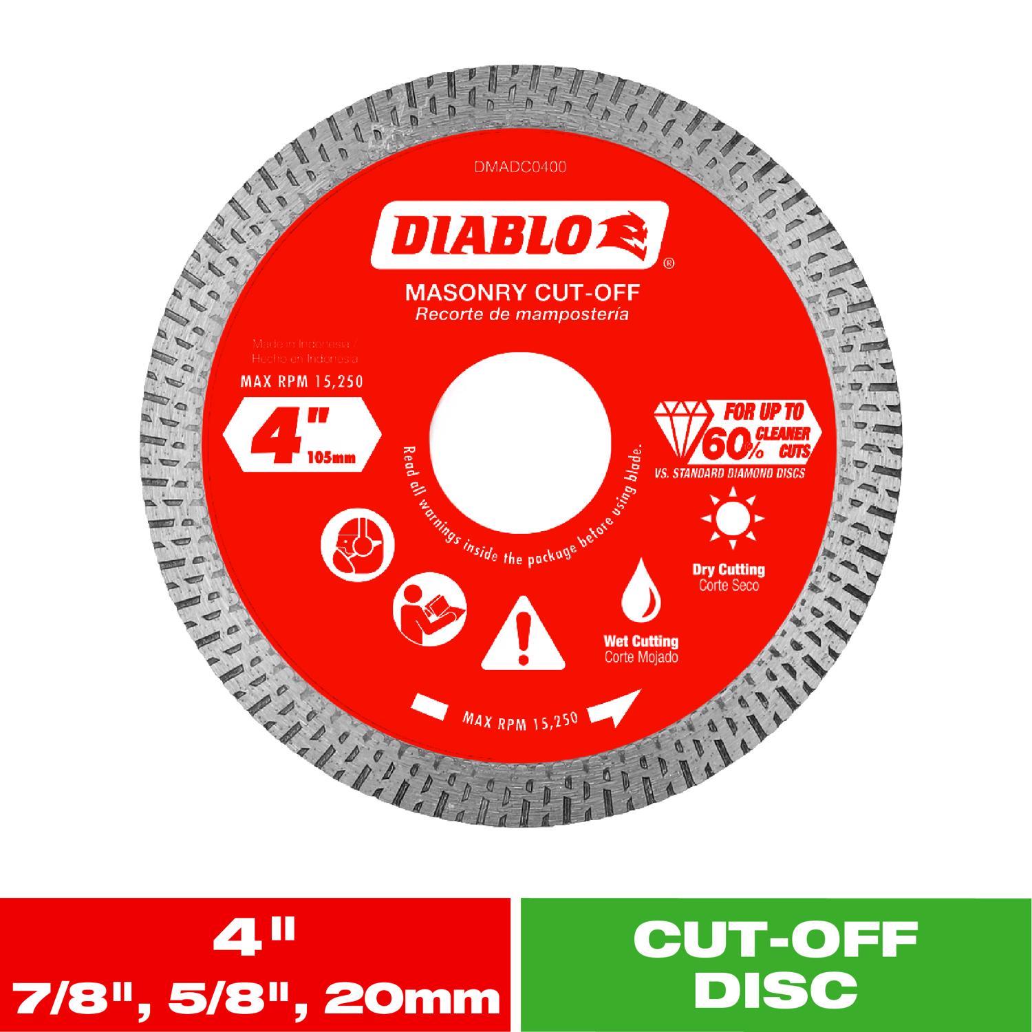 Diablo 4 in. D X 7/8 in. X.055 in. thick Diamond Masonry Cut-Off Disc 1 pk