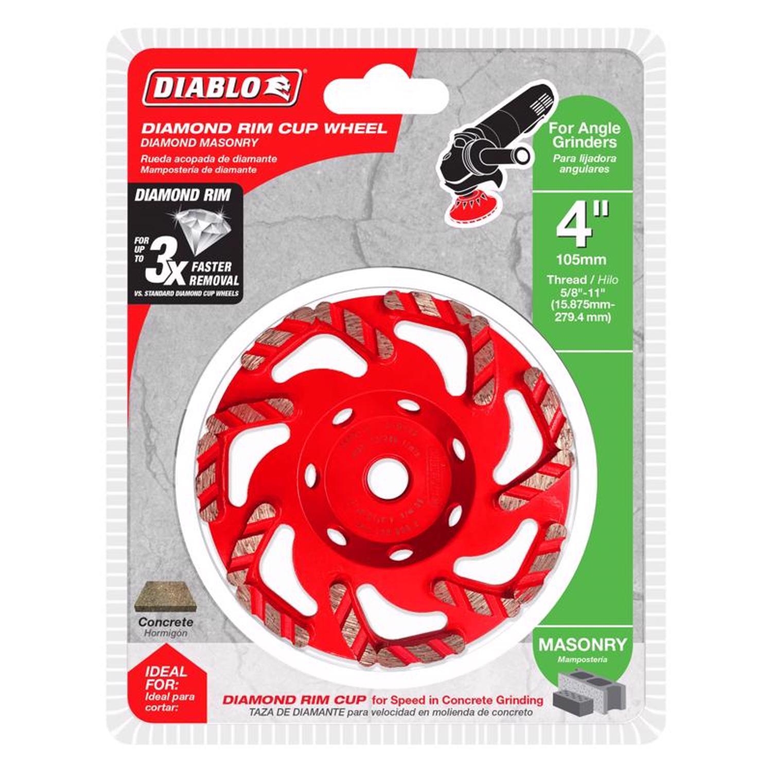 Diablo 4 in. D X 5/8-11 in. Masonry Cup Wheel 1 pk