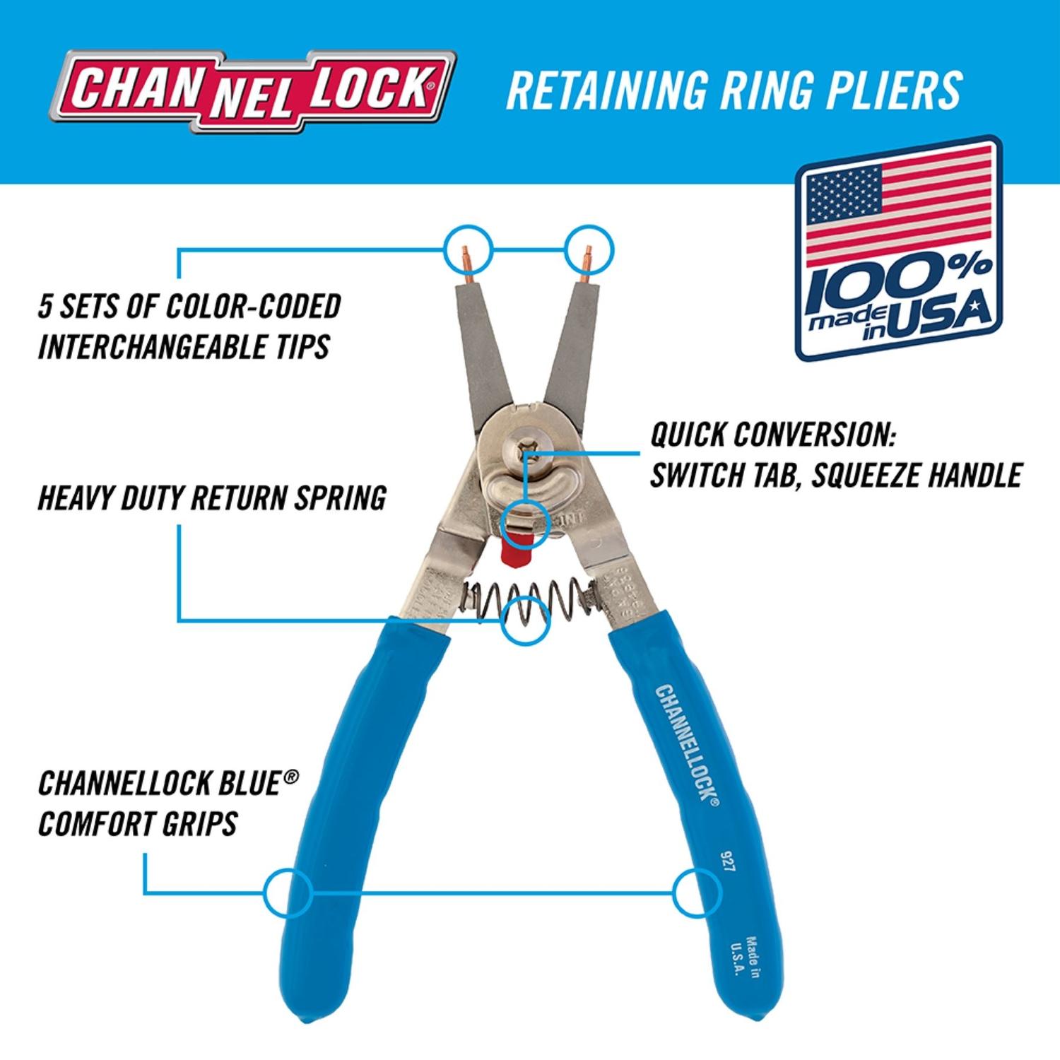 Channellock 8 in. Steel Retaining Ring Pliers