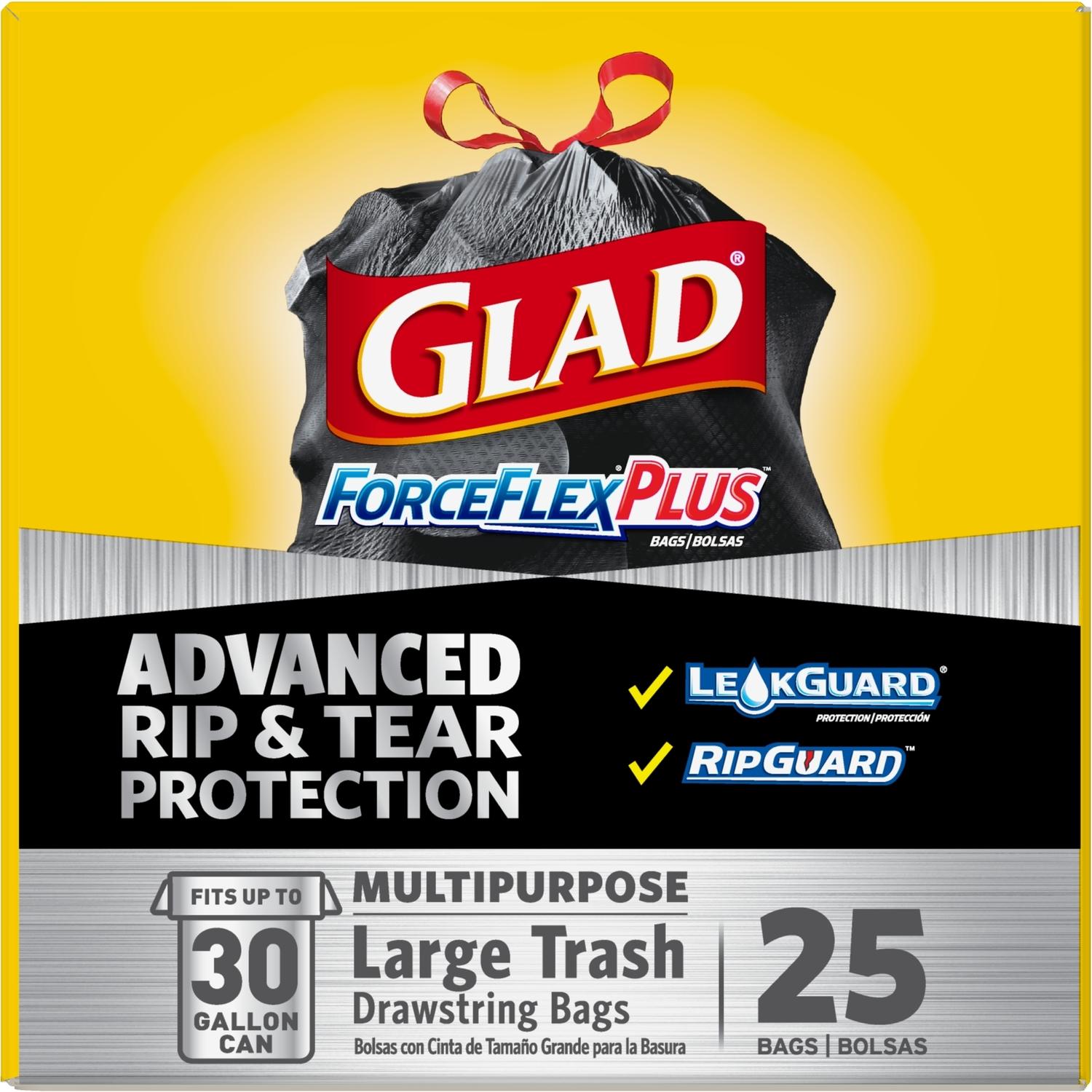 Glad ForceFlex Plus 30 gal No Scent Scent Trash Bags Drawstring 25 pk 0.9 mil