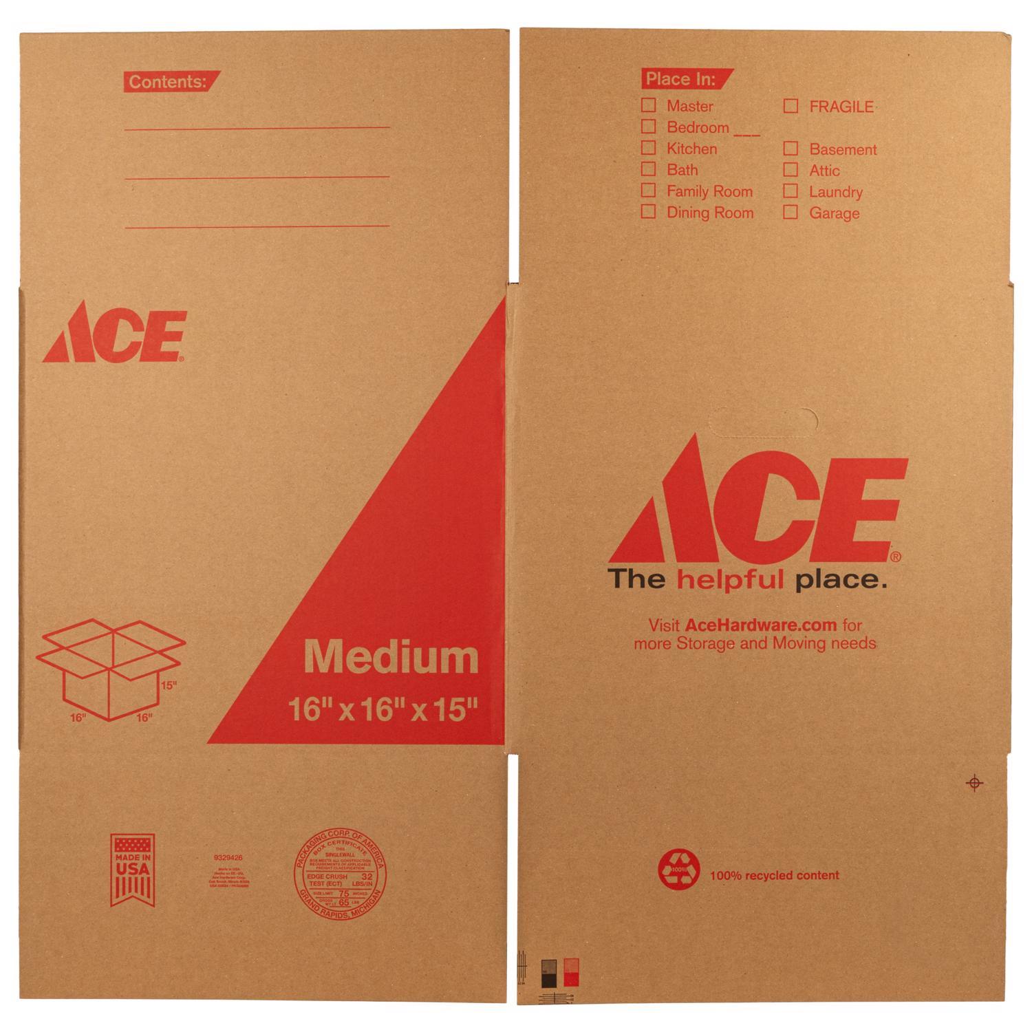 Ace 15 in. H X 16 in. W X 16 in. L Cardboard Corrugated Box 1 pk