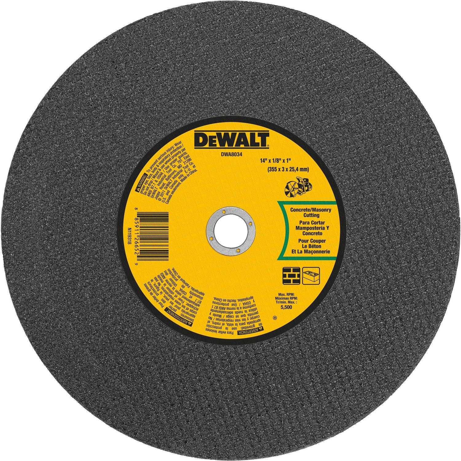 DeWalt High Performance 14 in. D X 1 in. X 1/8 in. thick Aluminum Oxide Masonry Cut-Off Wheel 1 pk
