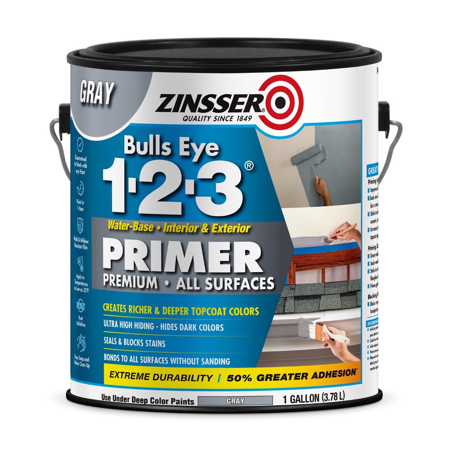 Zinsser Bulls Eye 123 Gray Water-Based Acrylic Copolymer Primer 1 gal
