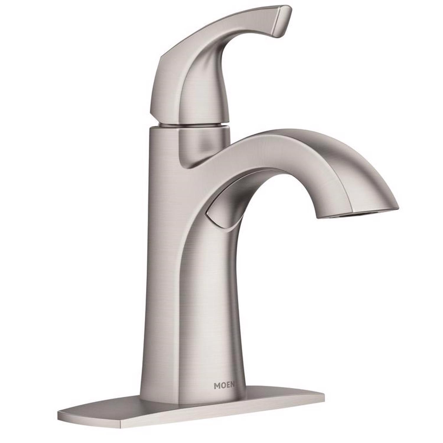 Moen Lindor Brushed Nickel Transitional Bathroom Faucet 4 in.