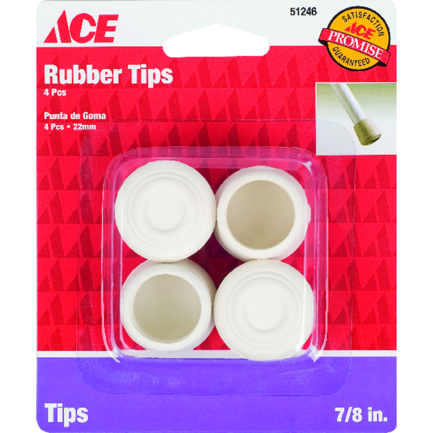 Ace Rubber Leg Tip Off-White Round 7/8 in. W 4 pk