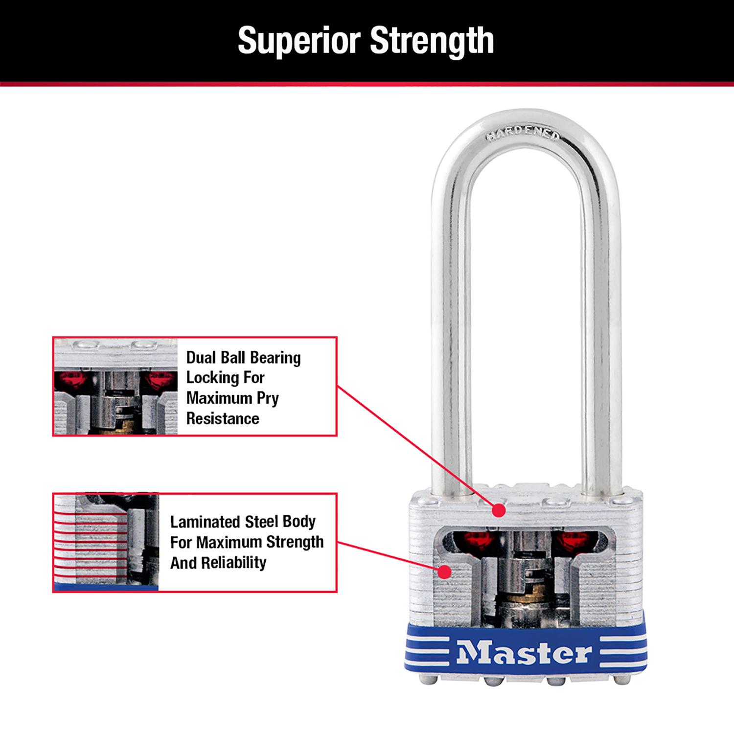 Master Lock 1-5/16 in. H X 1-5/8 in. W X 1-9/16 in. L Laminated Steel Double Locking Exterior Padloc