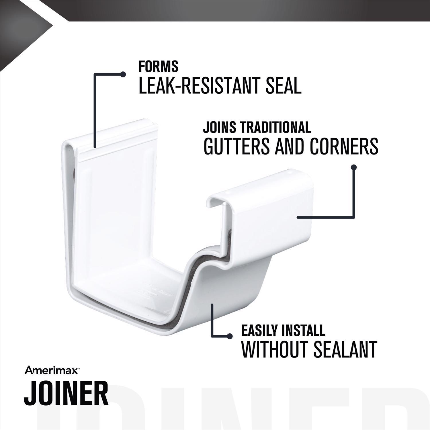 Amerimax 3.5 in. H X 3.5 in. W X 5 in. L White Vinyl K Gutter Connector