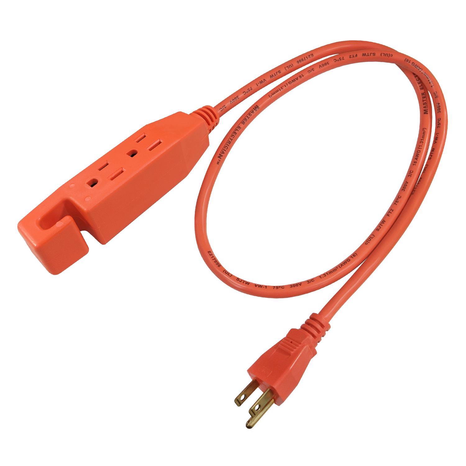 Ace Indoor 3 ft. L Orange Triple Outlet Cord 14/3 SJT