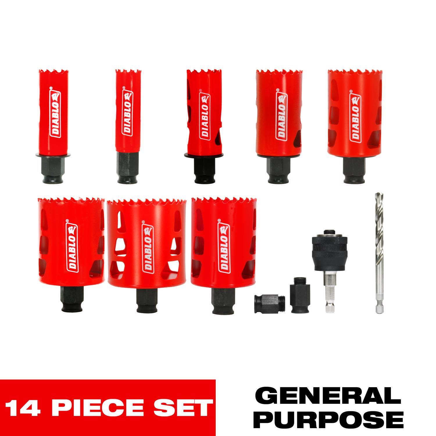 Diablo Snap-Lock Plus Bi-Metal Diablo Mandrel 2-3/8 in. L Hole Saw Kit Arbor Included