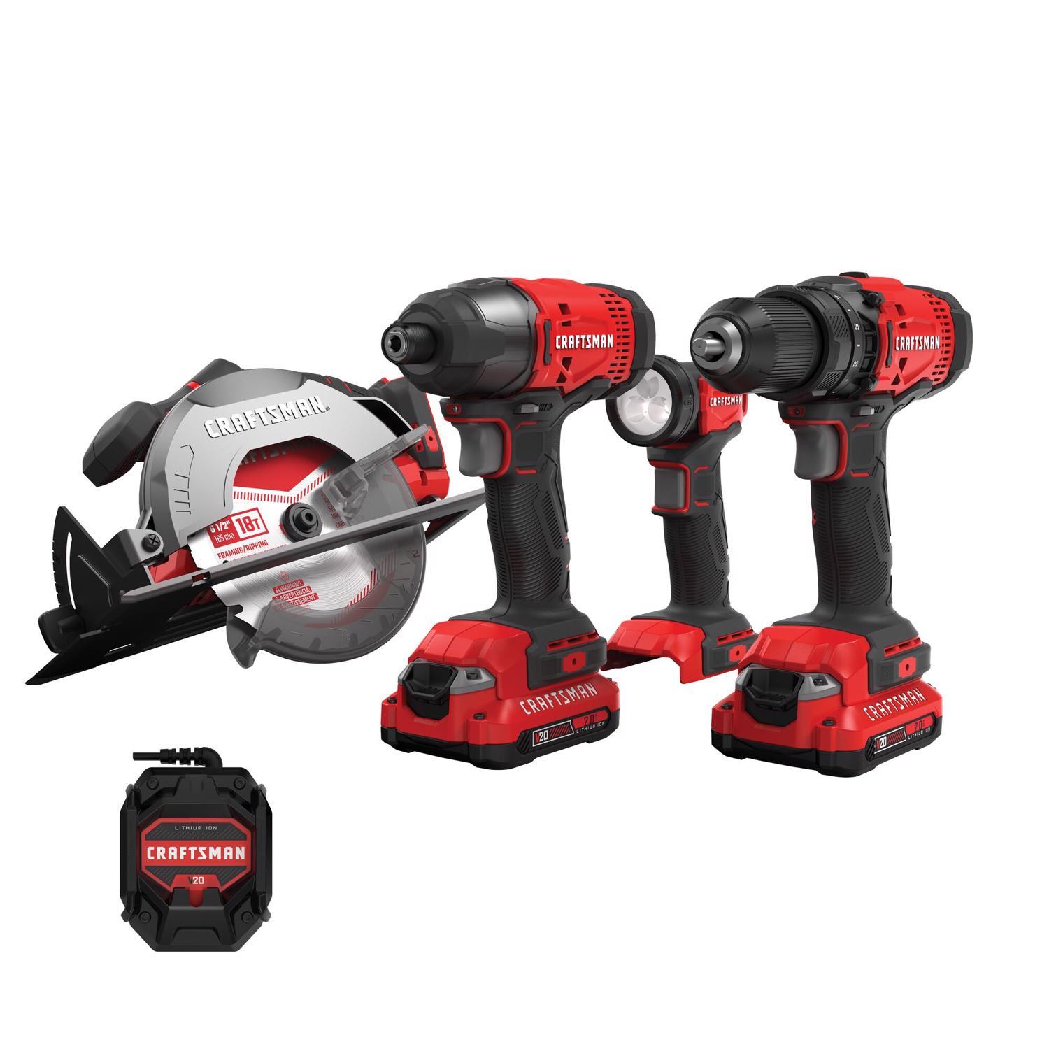 CRAFTSMAN 20V Cordless Brushed 4 Tool Combo Kit