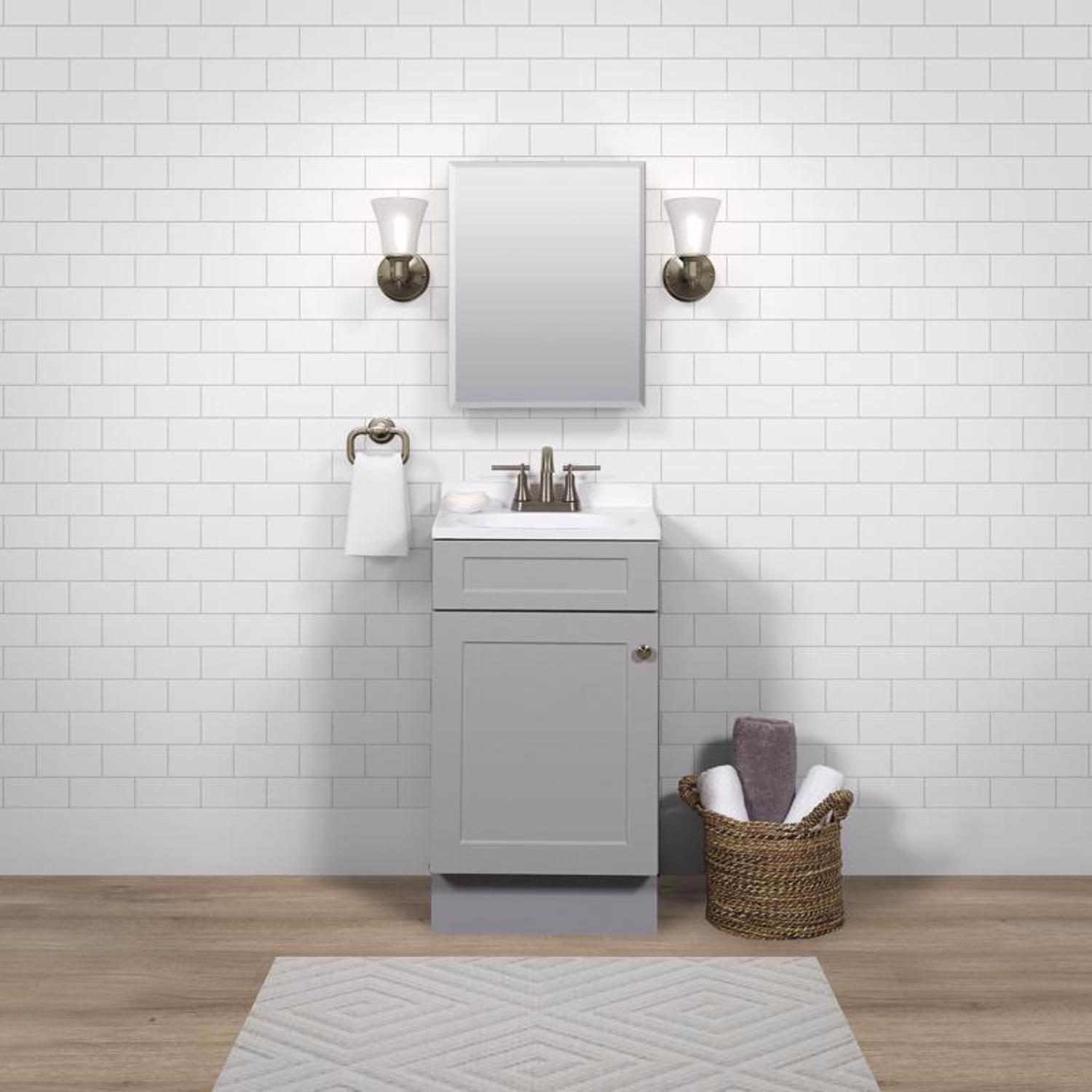 Zenna Home Single Gray Bathroom Vanity 18 in. W X 16 in. D X 35 in. H