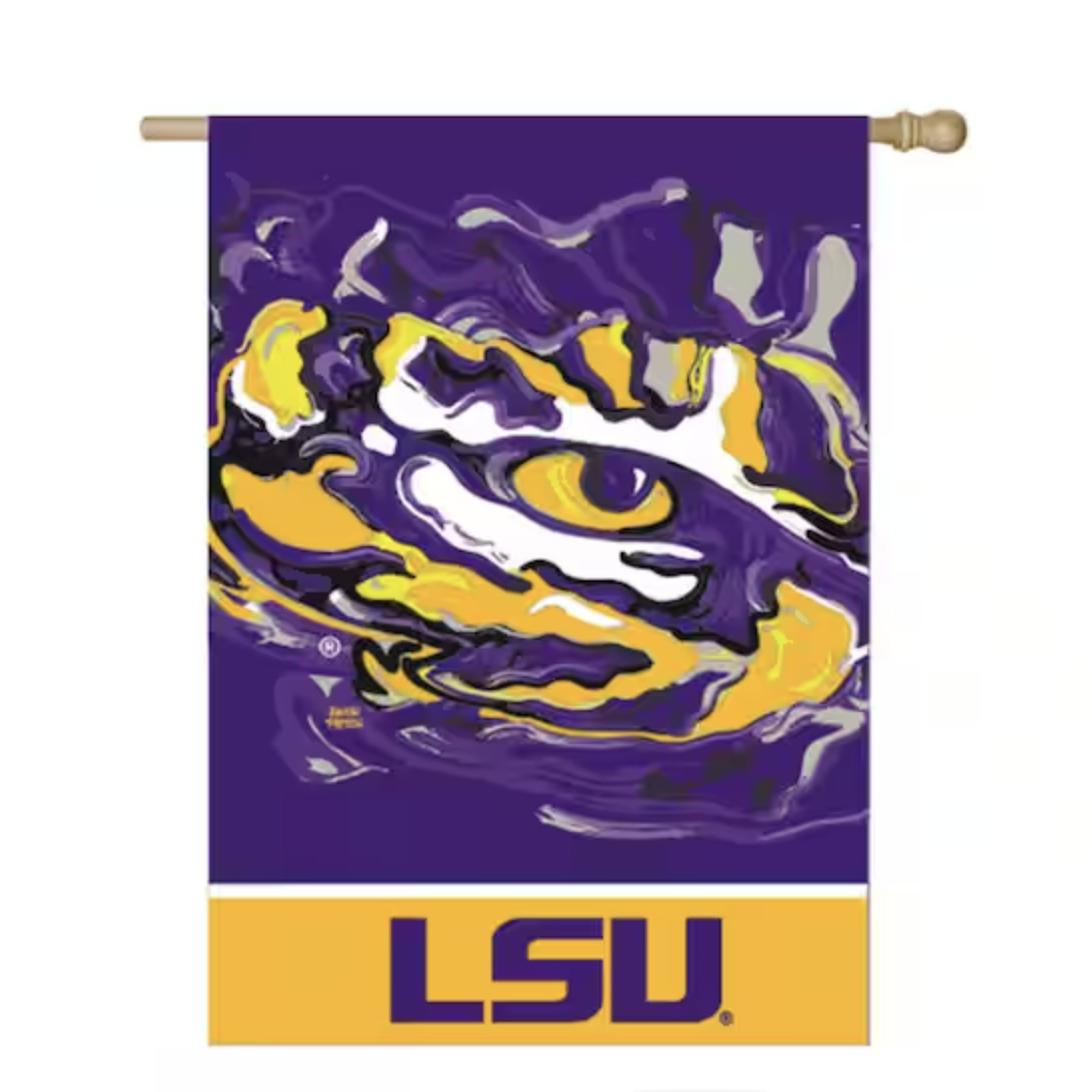 Evergreen 12.5 x  18 in. Louisiana State University Justin Patten Artwork Mascot Garden Flag