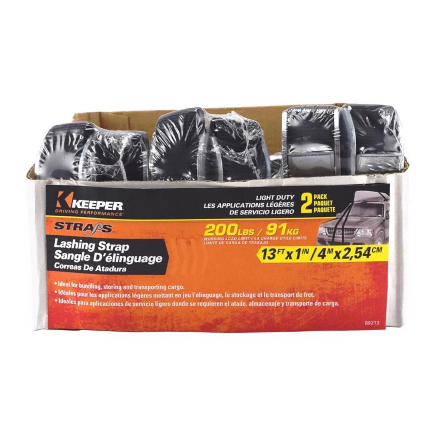 Keeper 1 in. W X 13 ft. L Black Lashing Strap 200 lb 2 pk
