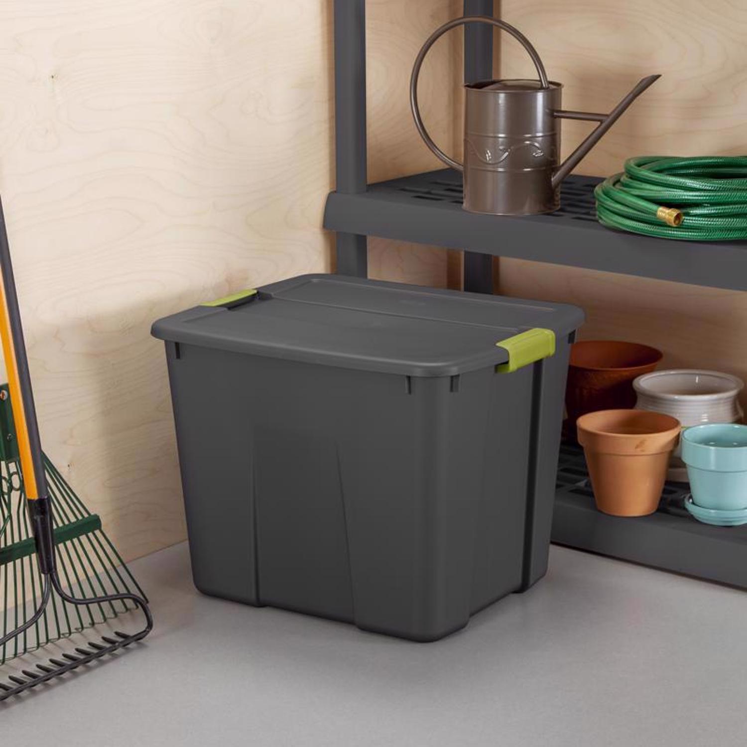 Sterilite 20 gal Dark Gray Latch Storage Box 16-7/8 in. H X 22-1/8 in. W X 18-5/8 in. D Stackable