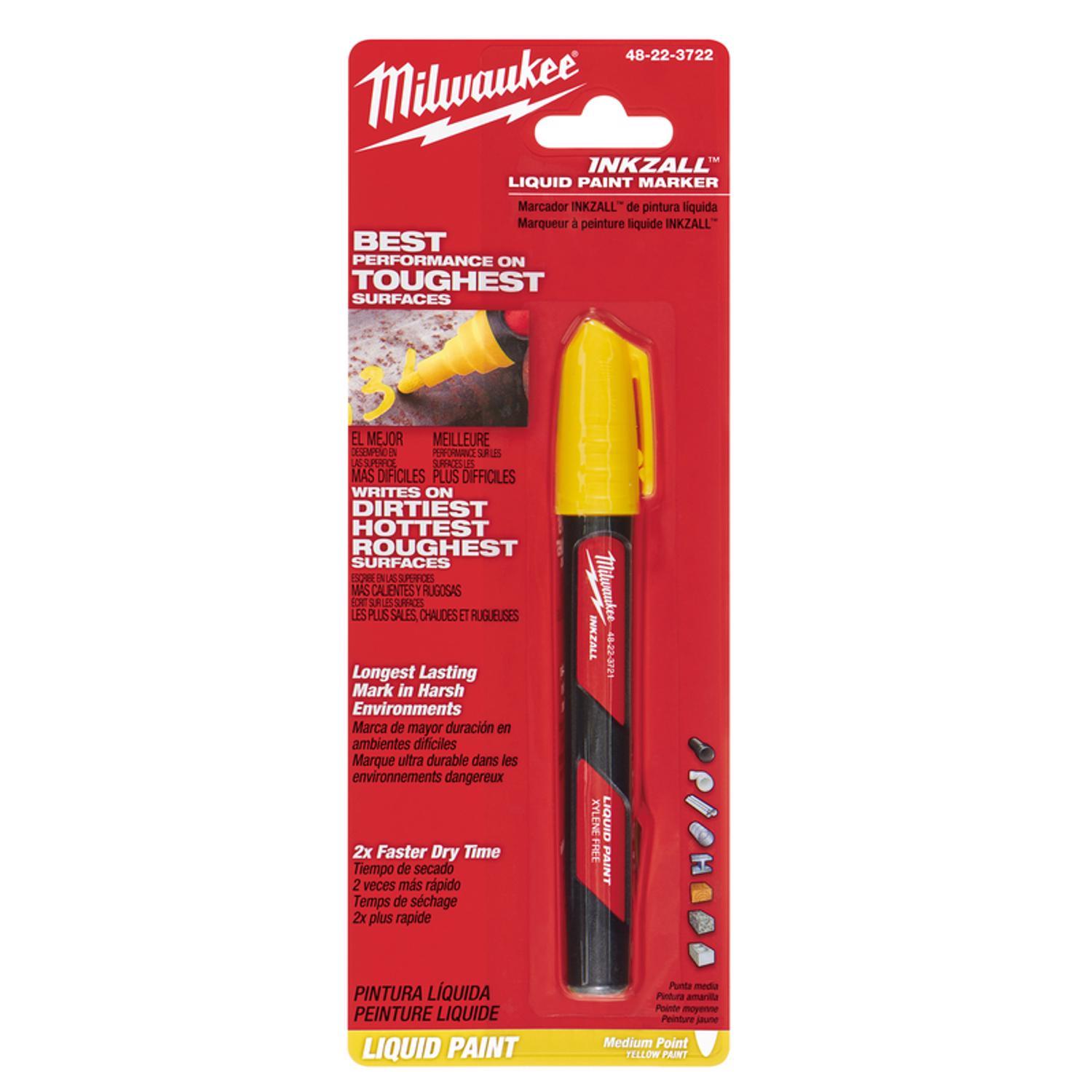 Milwaukee INKZALL Yellow Medium Tip Liquid Paint Marker 1 pk