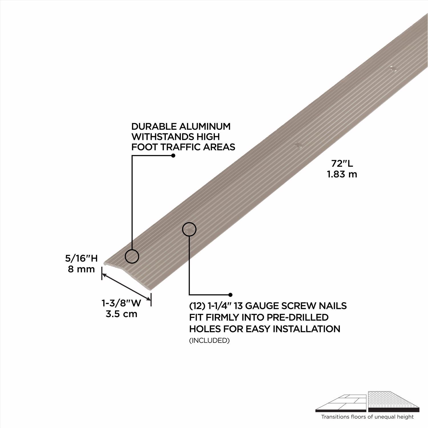 M-D Building Products 0.3 in. H X 1.375 in. W X 72 in. L Prefinished Pewter Aluminum Carpet Trim