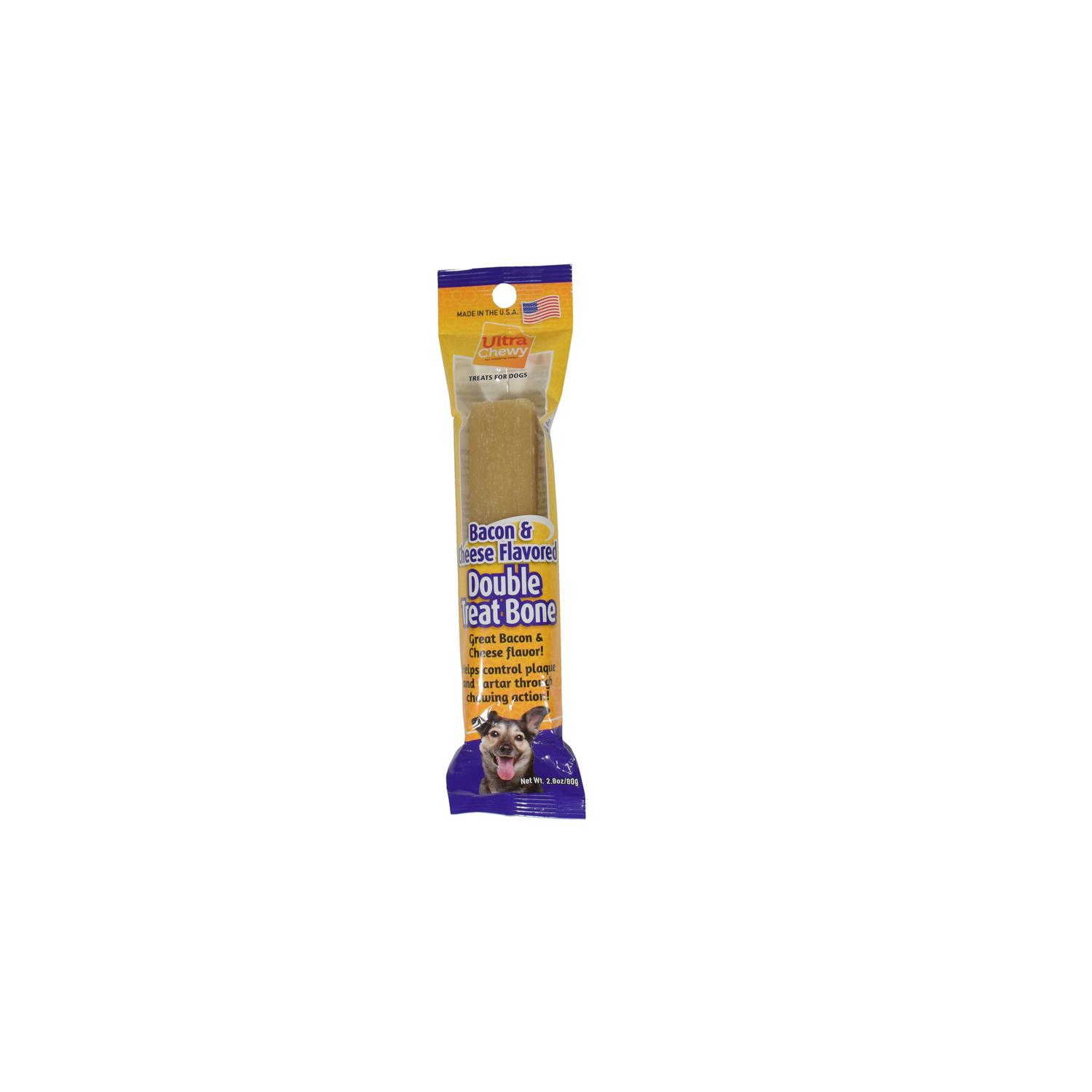 Ultra Chewy Double Treat Bacon/Cheese Treats For Dogs 2.8 oz 1 pk