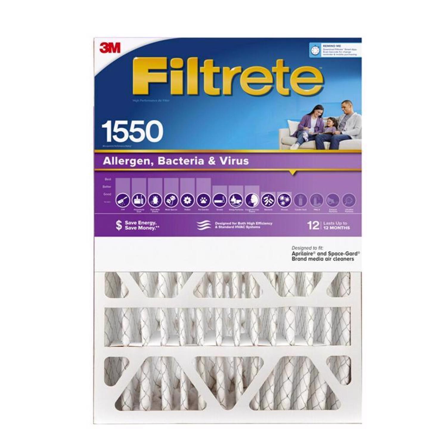 Filtrete 20 in. W X 25 in. H X 4 in. Polyester 12 MERV Pleated Allergen Air Filter 1 pk