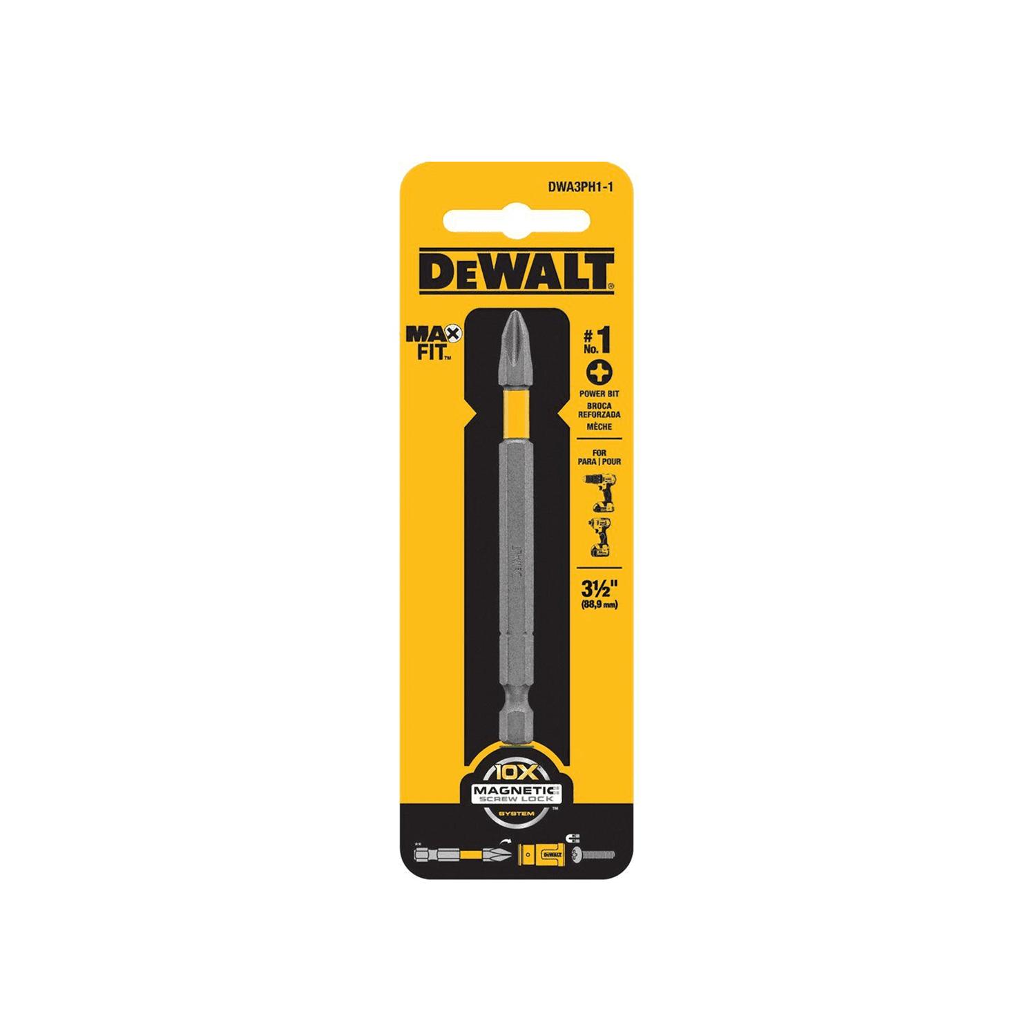 DeWalt Max Fit Phillips #1 X 3-1/2 in. L Power Bit S2 Tool Steel 1 pc