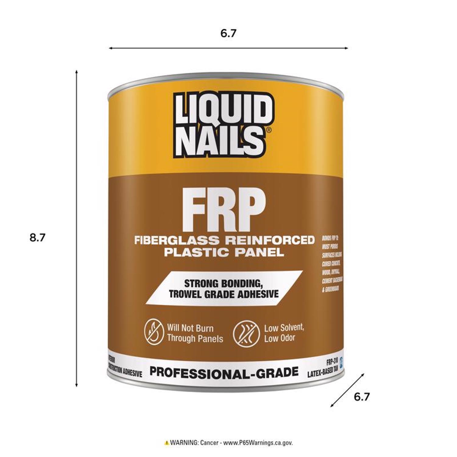 Liquid Nails FRP Fiberglass Reinforced Plastic Panel High Strength Acrylic Latex Off White Adhesive