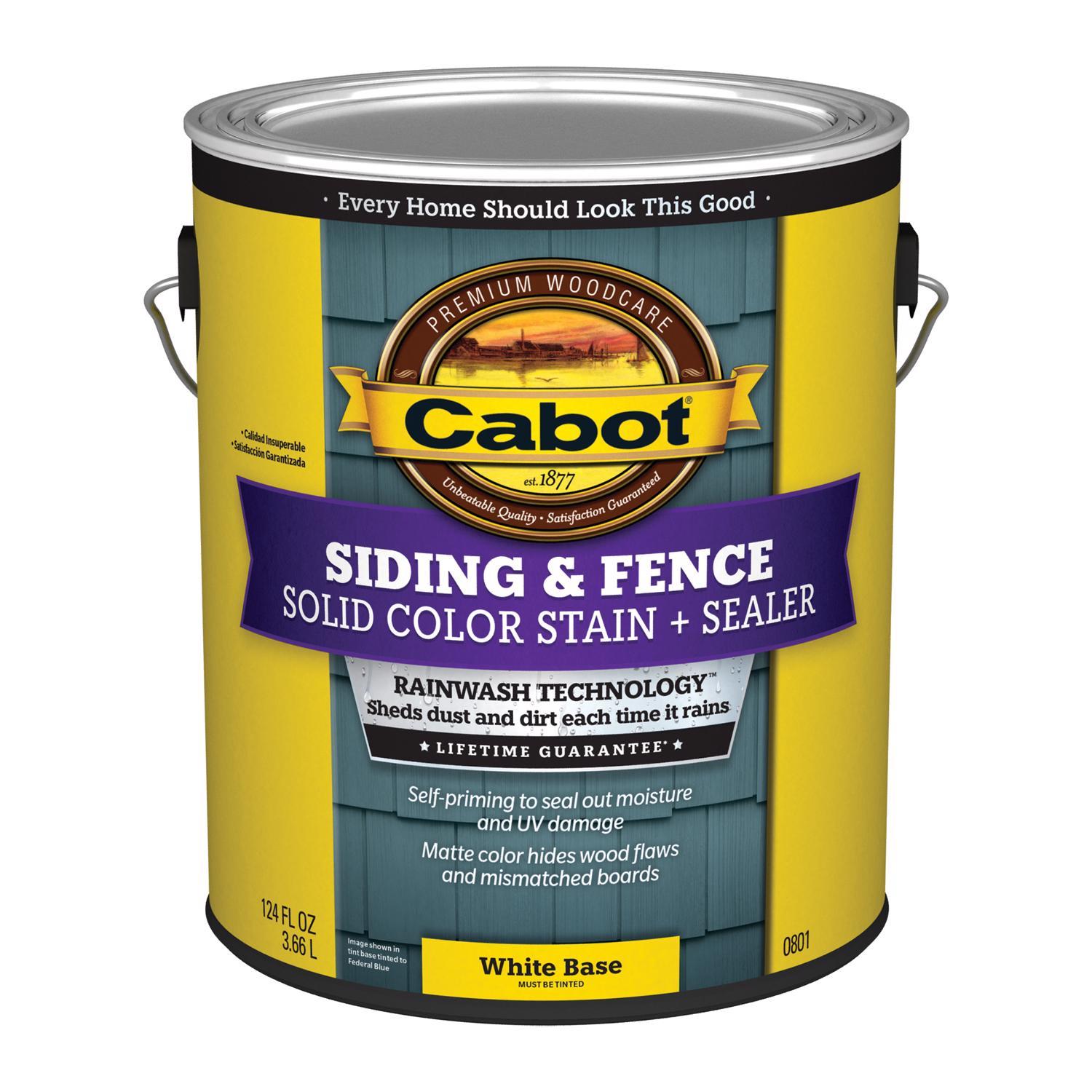 Cabot Solid Tintable 0801 White Base Water-Based Acrylic Solid Color Acrylic Deck Stain 1 Gallon