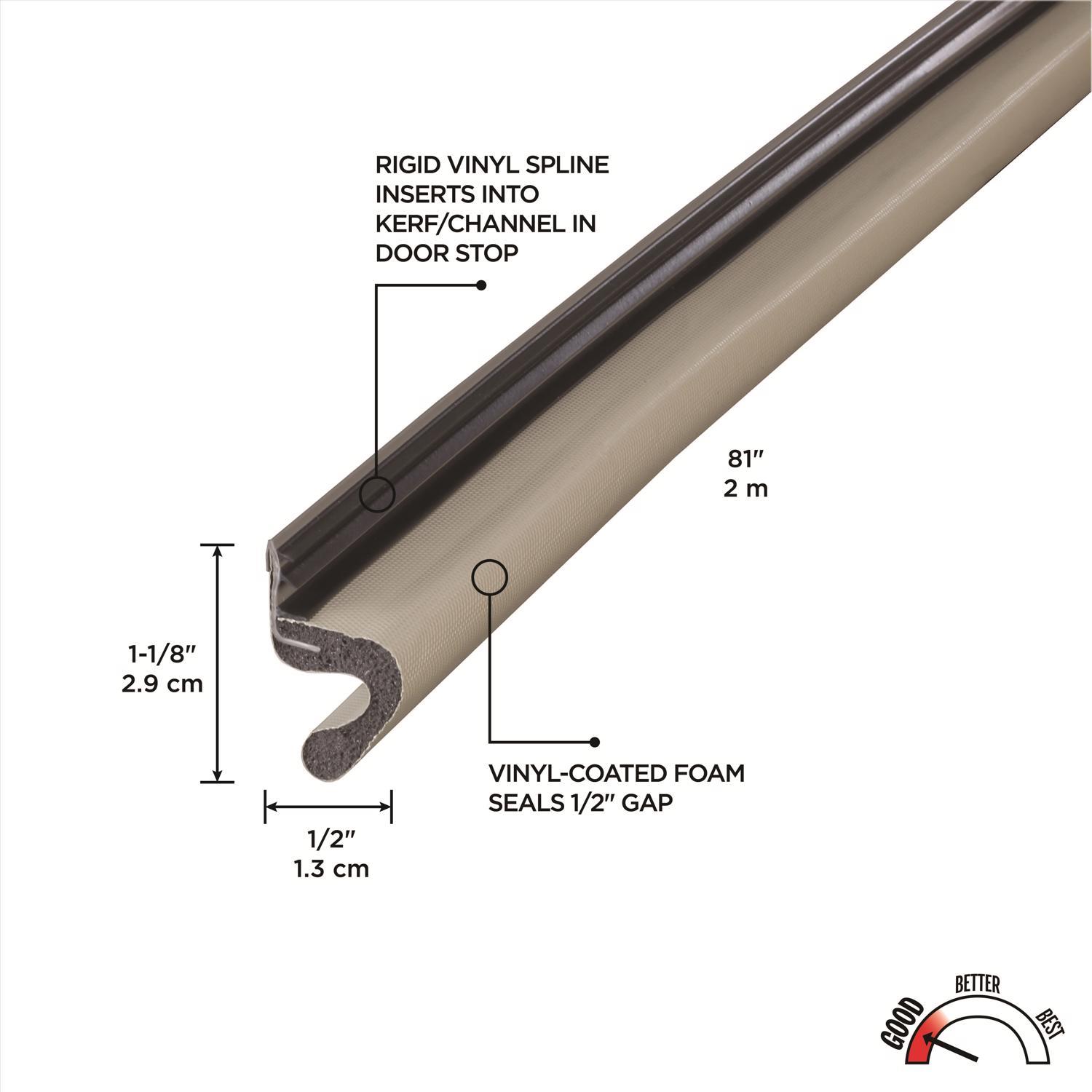 M-D Building Products Beige Vinyl Top & Sides Door Seal For Doors 81 in. L X 0.5 in.