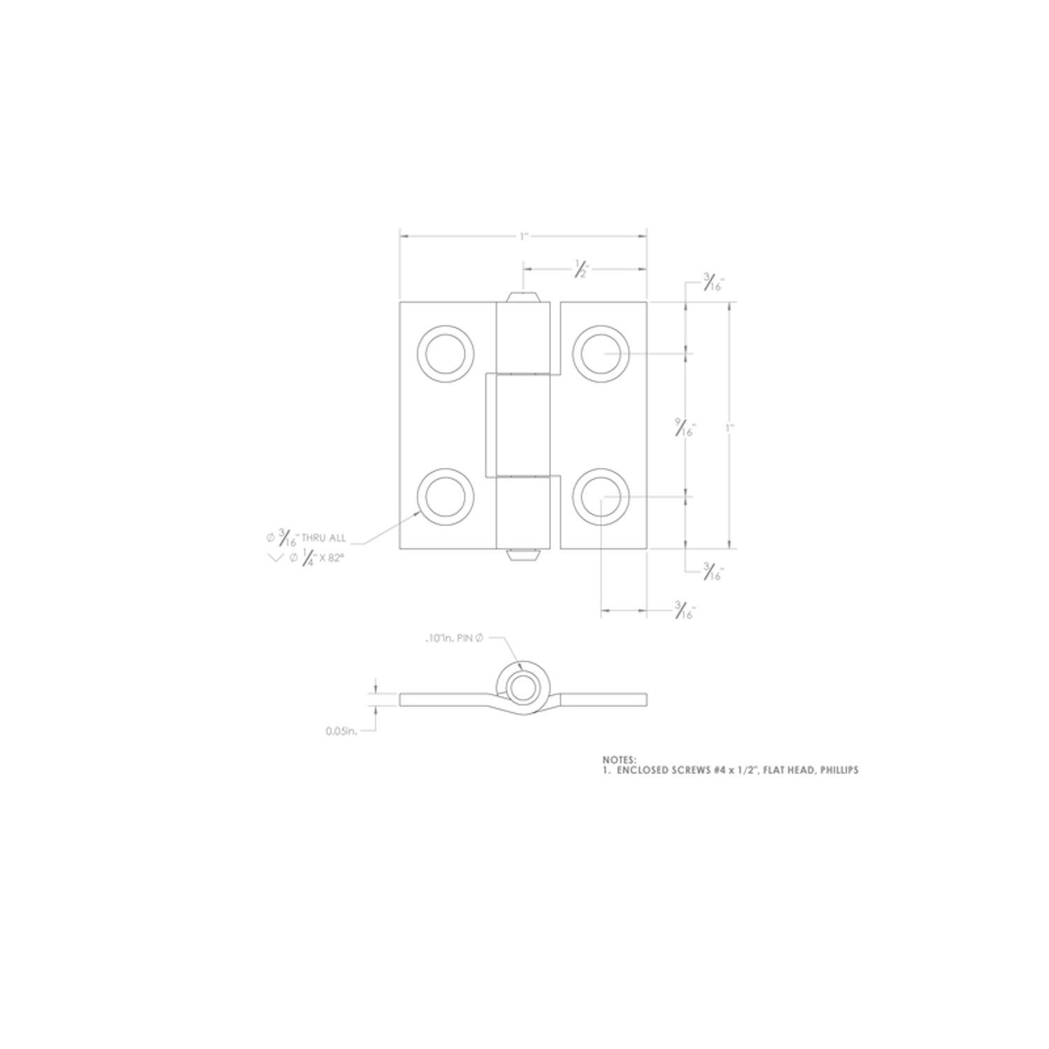 Ace 2.75 in. W X 1 in. L Zinc Plated Silver Zinc Narrow Hinge 2 pk