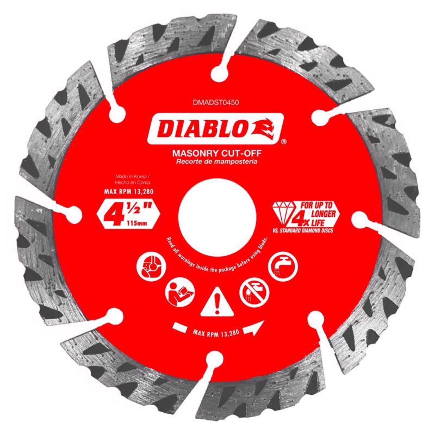 Diablo 4-1/2 in. D X 7/8 in. X.094 in. thick Diamond Segmented Turbo Masonry Cut-Off Disc