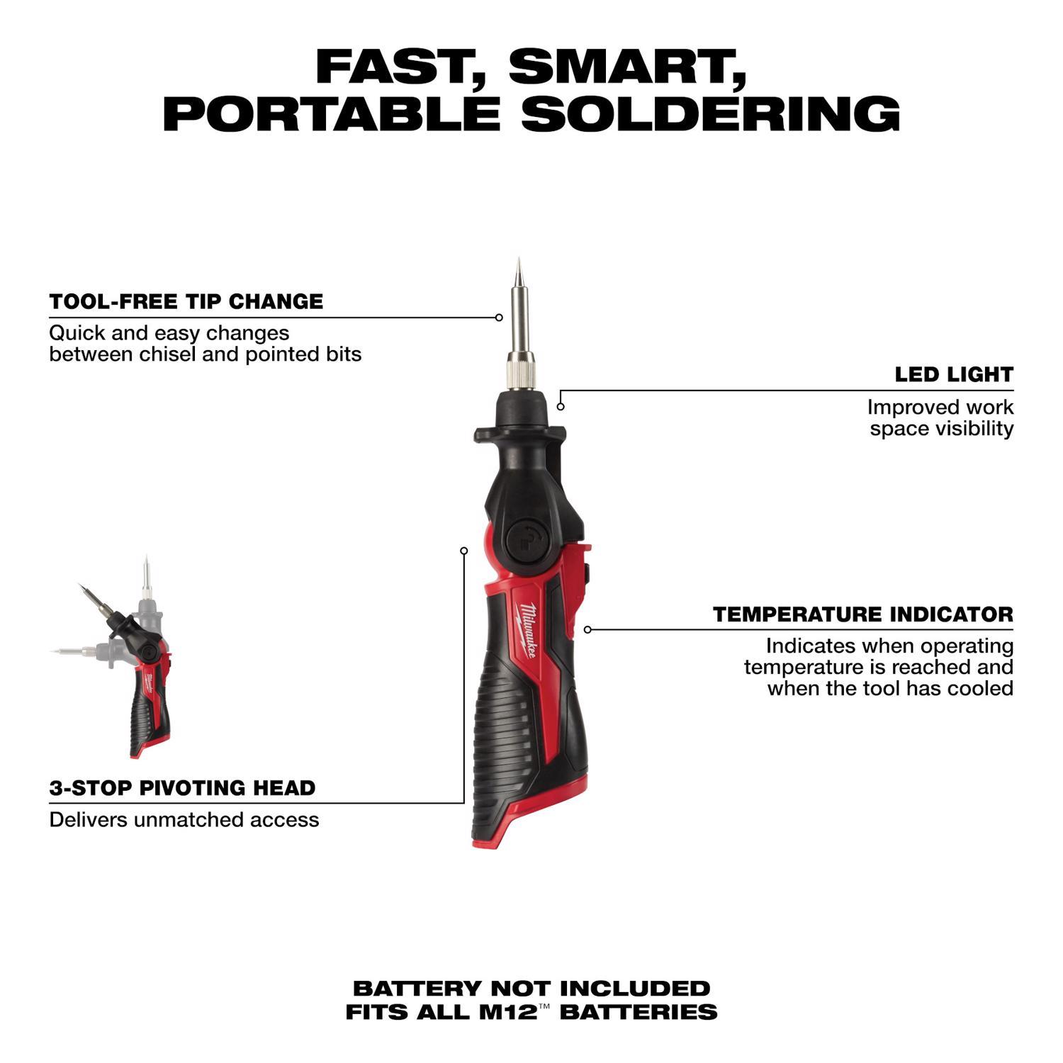 Milwaukee M12 Cordless Adjustable Soldering Iron 16 W 1 pk