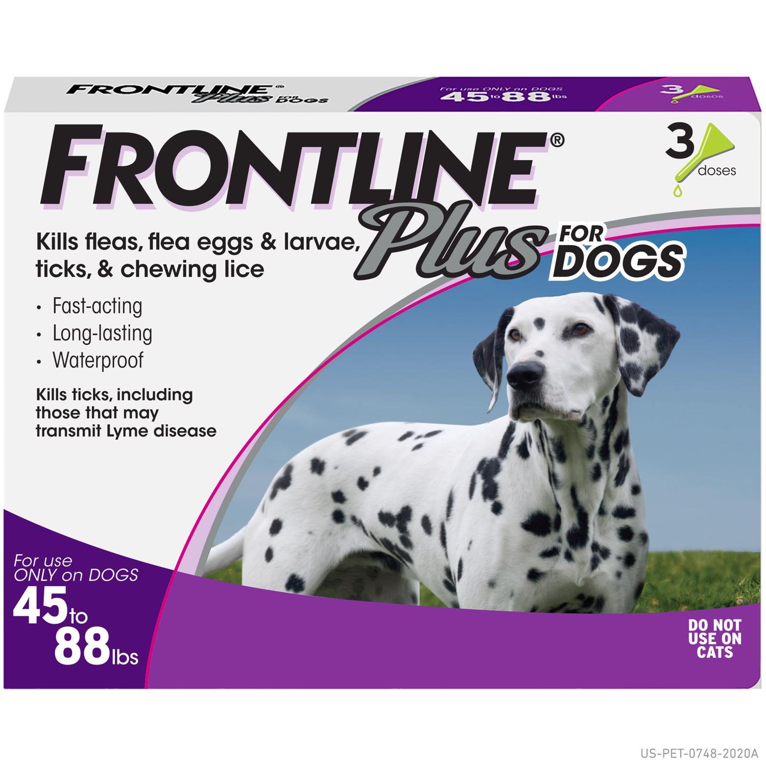 Frontline Plus Liquid Dog Flea and Tick Drops 9.8% Fipronil, 8.8% (S)-methoprene 0.09 oz
