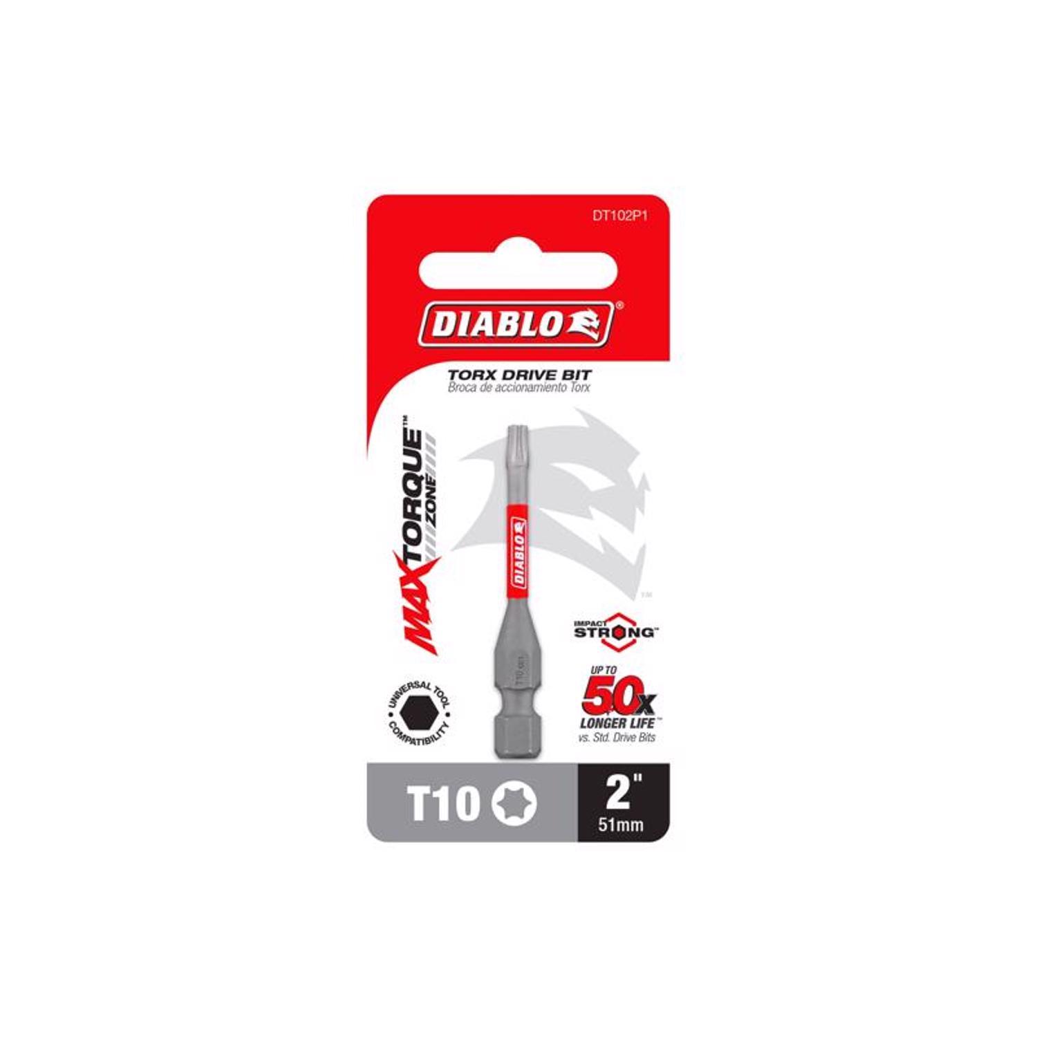 Diablo Torx #10 X 2 in. L Driver Bit Black Oxide 1 pc
