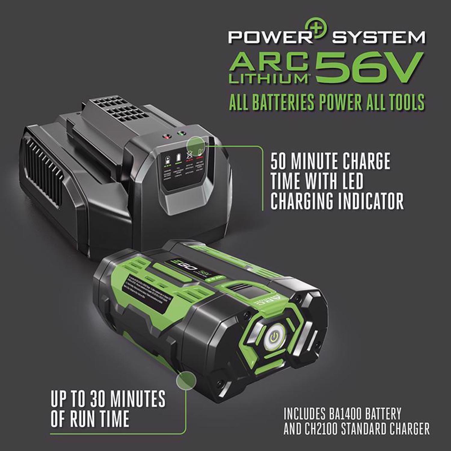 EGO Power+ ST1502SA 15 in. 56 V Battery String Trimmer Kit (Battery & Charger) SPLIT SHAFT W/ RAPID RELOAD & 2.5 AH BATTERY