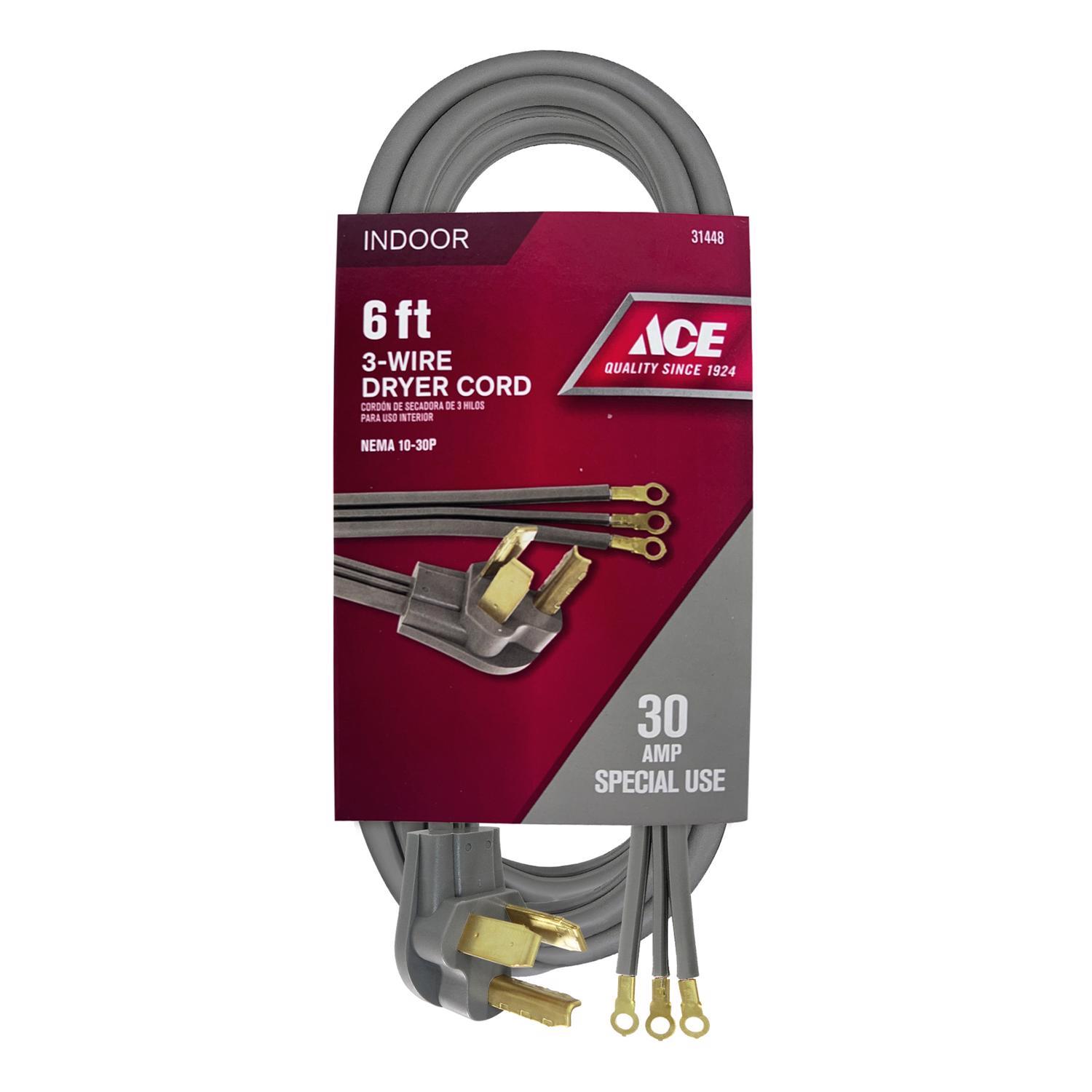Ace 10/3 SRDT 125/250 V 6 ft. L Dryer Cord 3 Wire