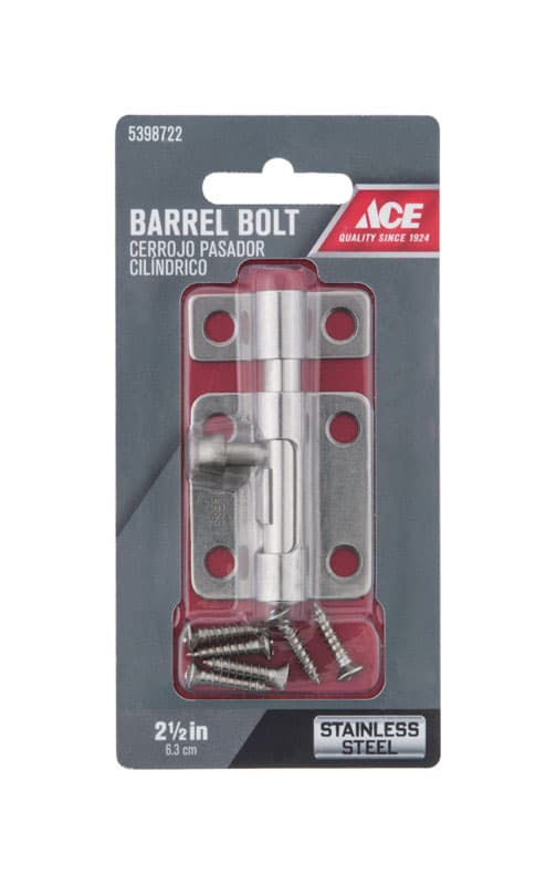 Ace 2.5 in. L Polished Stainless Steel Heavy Duty Barrel Bolt 1 pk