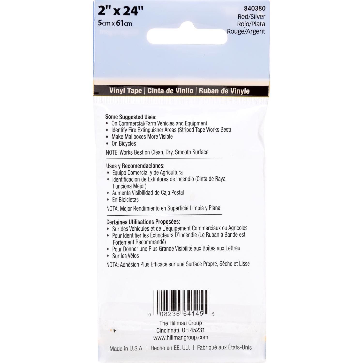 HILLMAN 2 in. W X 24 in. L Red/Silver Reflective Safety Tape 1 pk