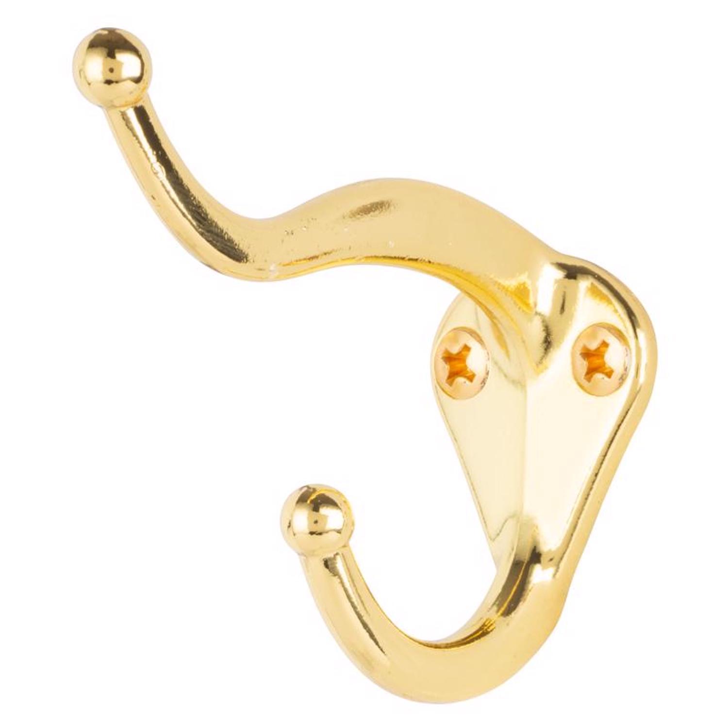 Ace 3 in. L Bright Brass Gold Brass Small Coat and Hat Hook 2 pk