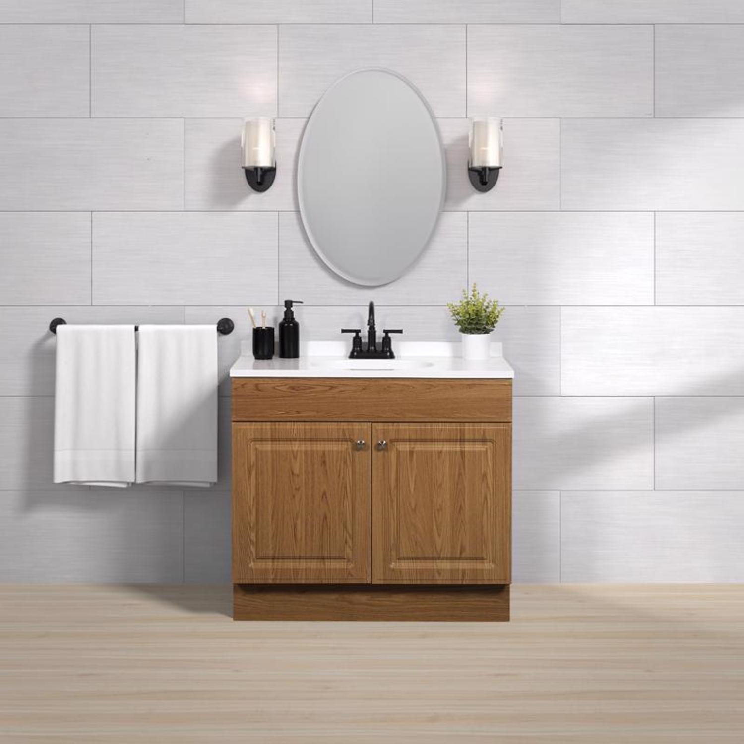 Zenna Home Single Oak Bathroom Vanity 36 in. W X 18 in. D X 35 in. H