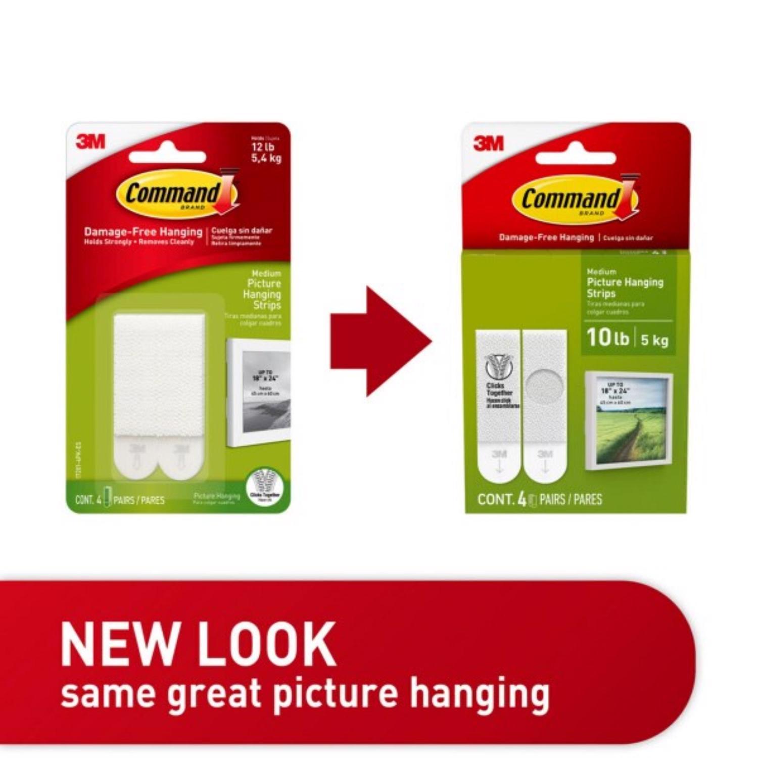 3M Command White Medium Picture Hanging Strips 10 lb 4 pk