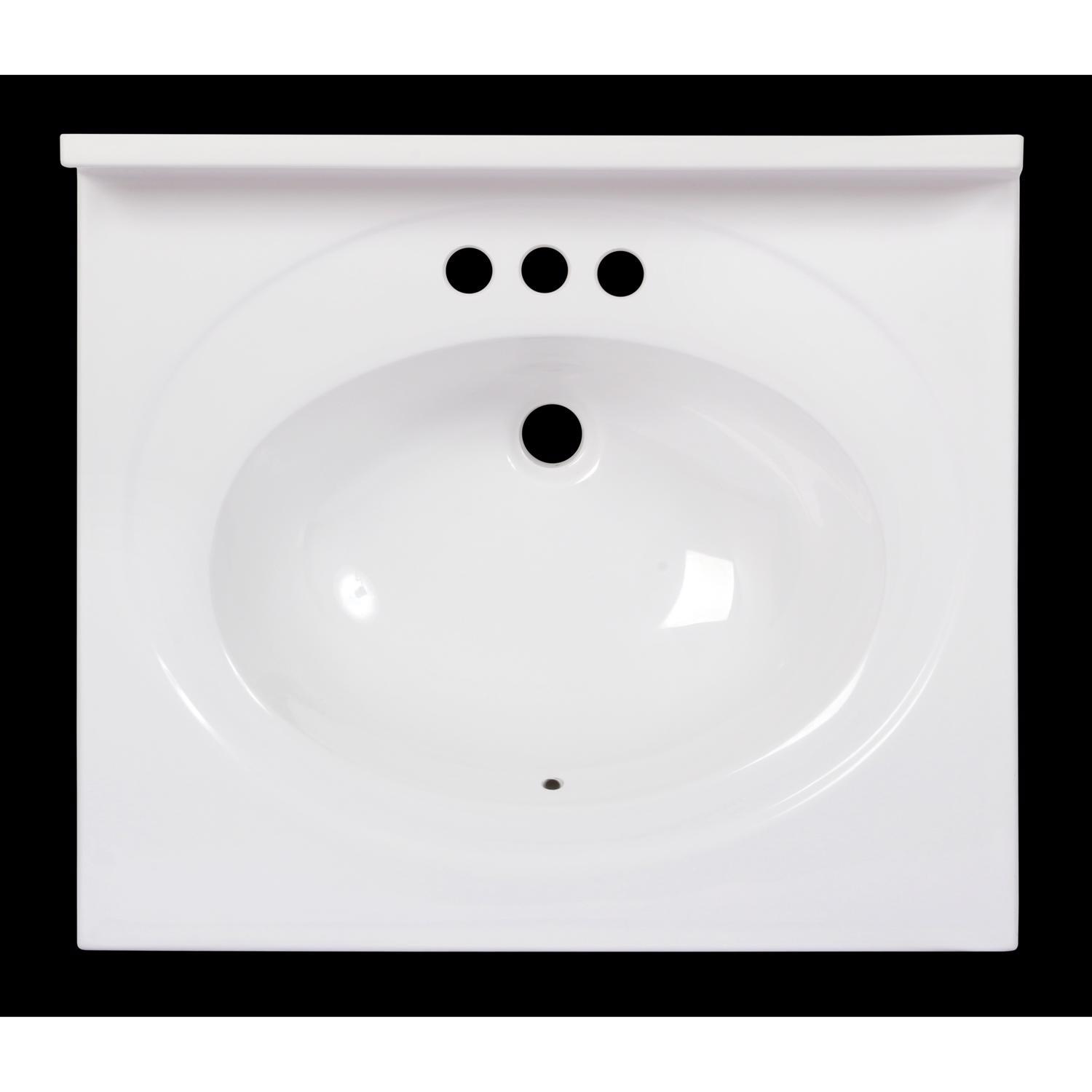 Arstar Standard Cultured Marble Bathroom Sink 25 in. W X 22 in. D White