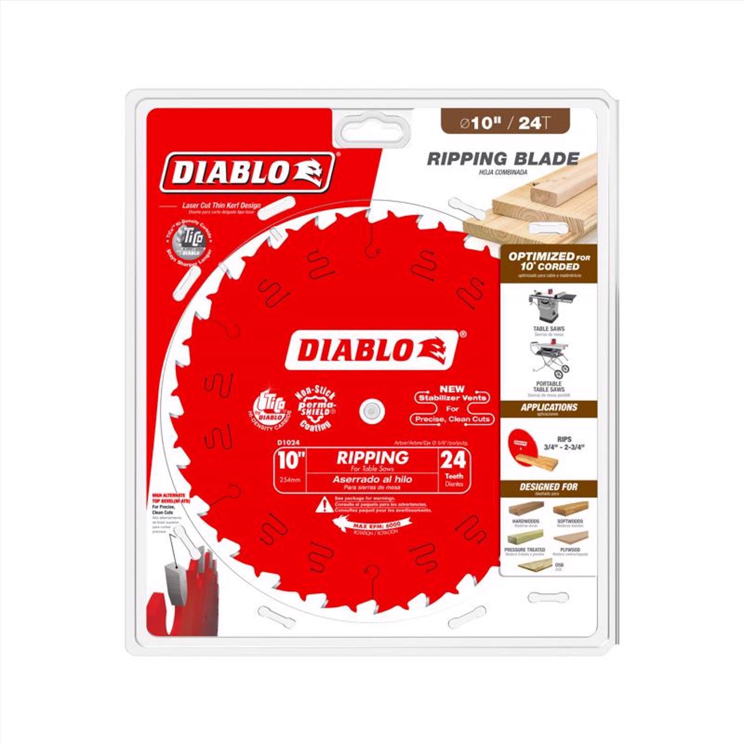 Diablo 10 in. D X 5/8 in. TiCo Hi-Density Carbide Ripping Saw Blade 24 teeth 1 pk