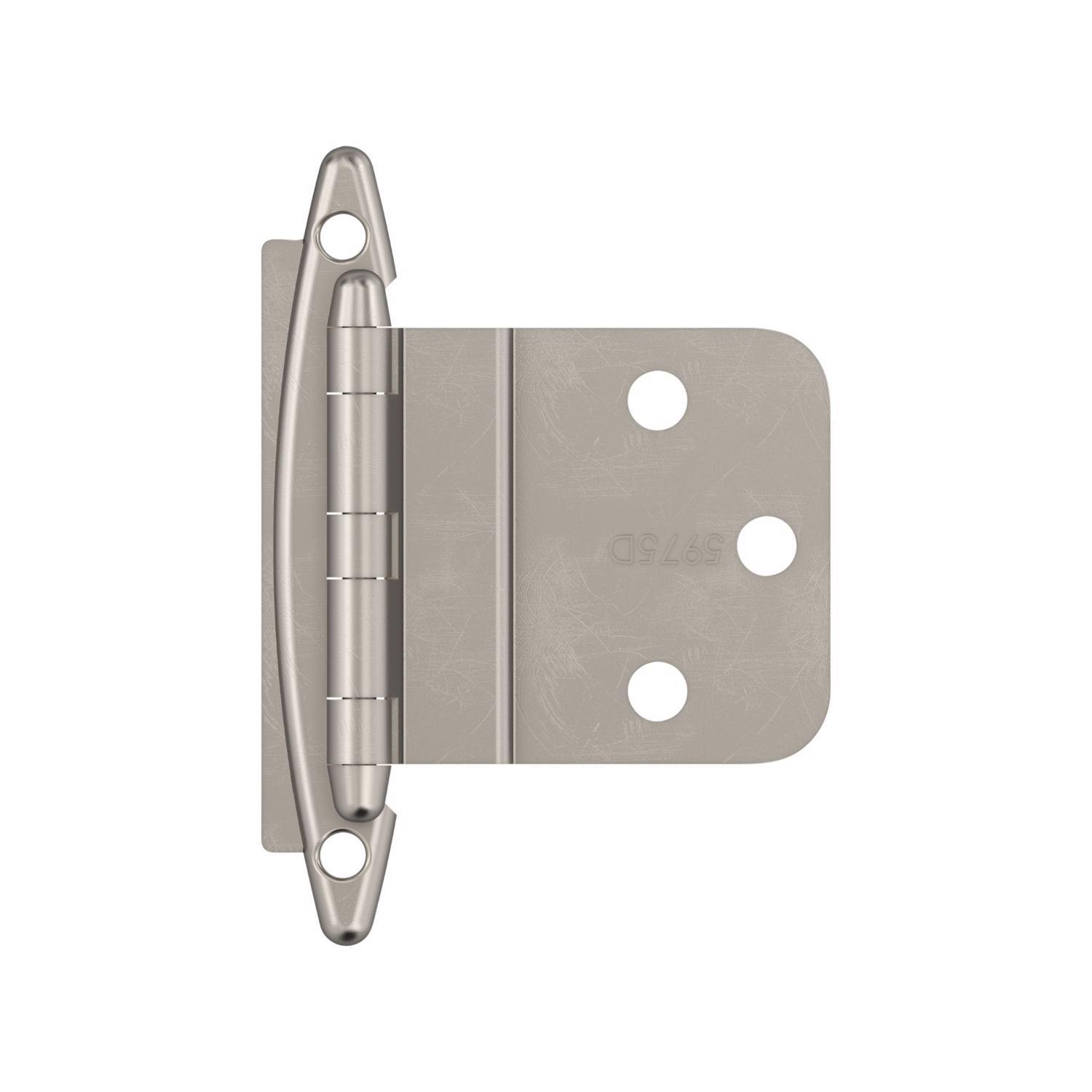 Amerock 2 in. W X 2-3/4 in. L Satin Nickel Steel Decorative Hinge 2 pk