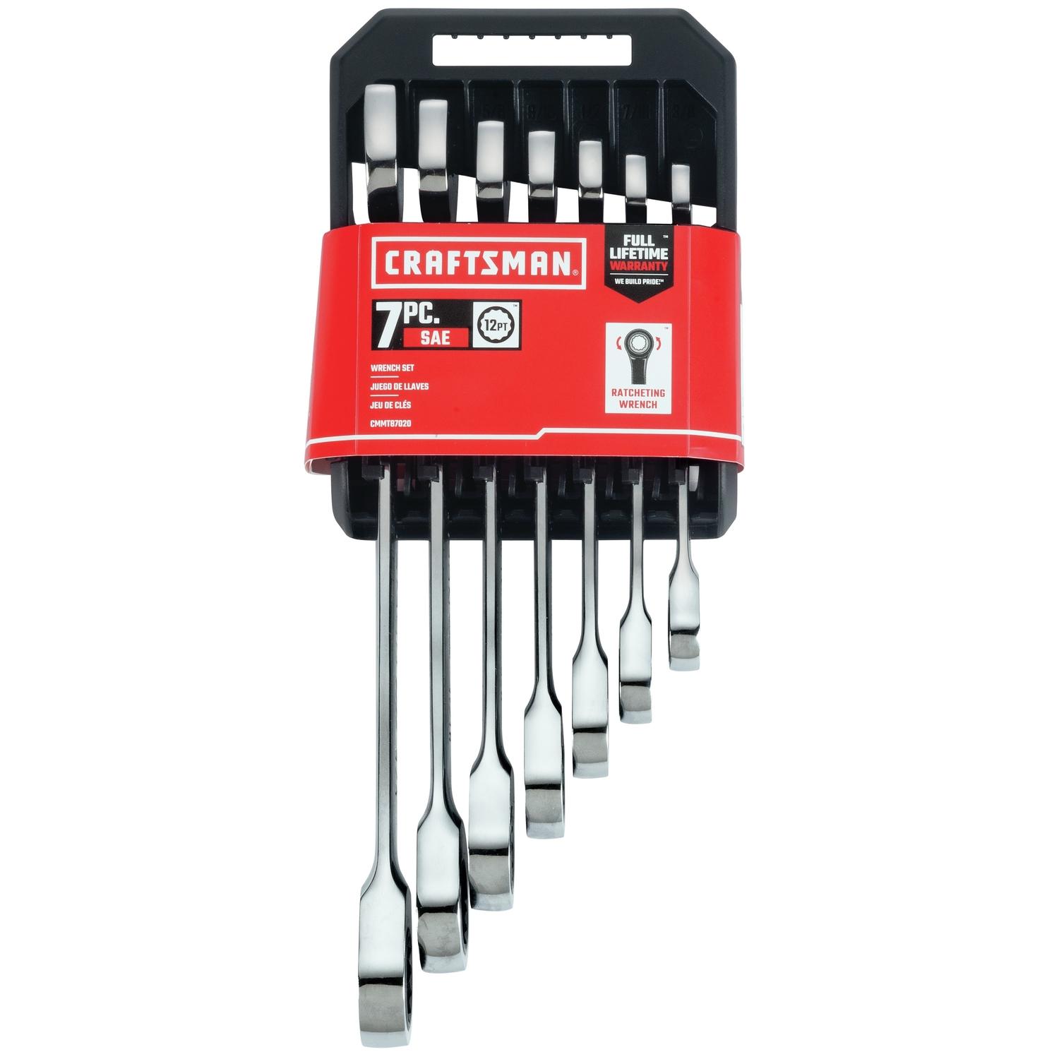 CRAFTSMAN 12 Point SAE Ratcheting Combination Wrench Set 7 pc